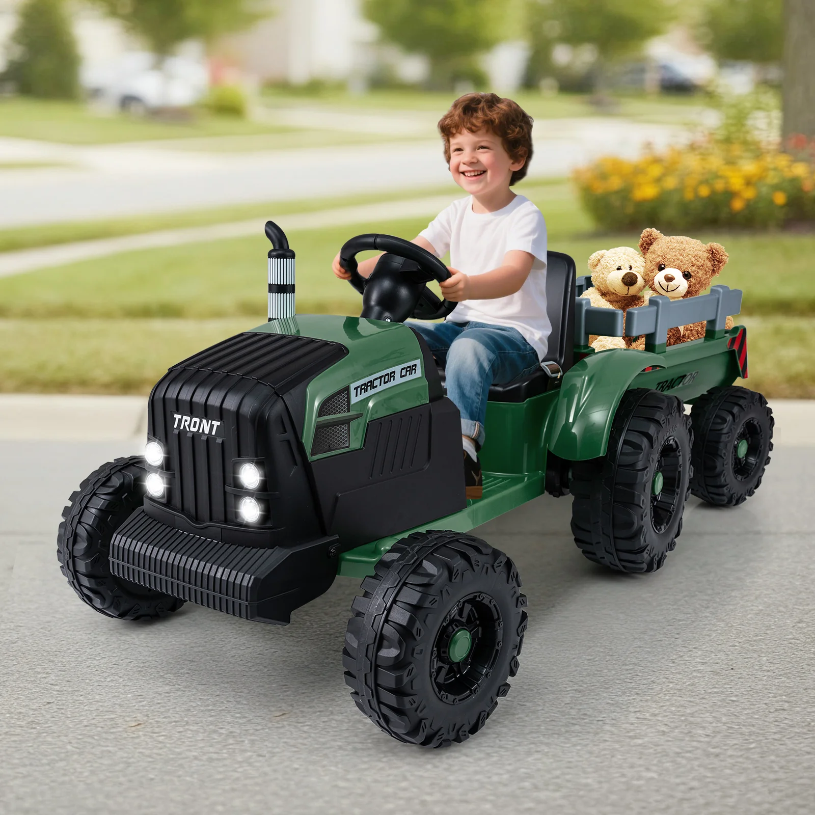 24V Ride On Tractor for Kids Electric Vehicle with Detachable Trailer and Remote Control - Image 9