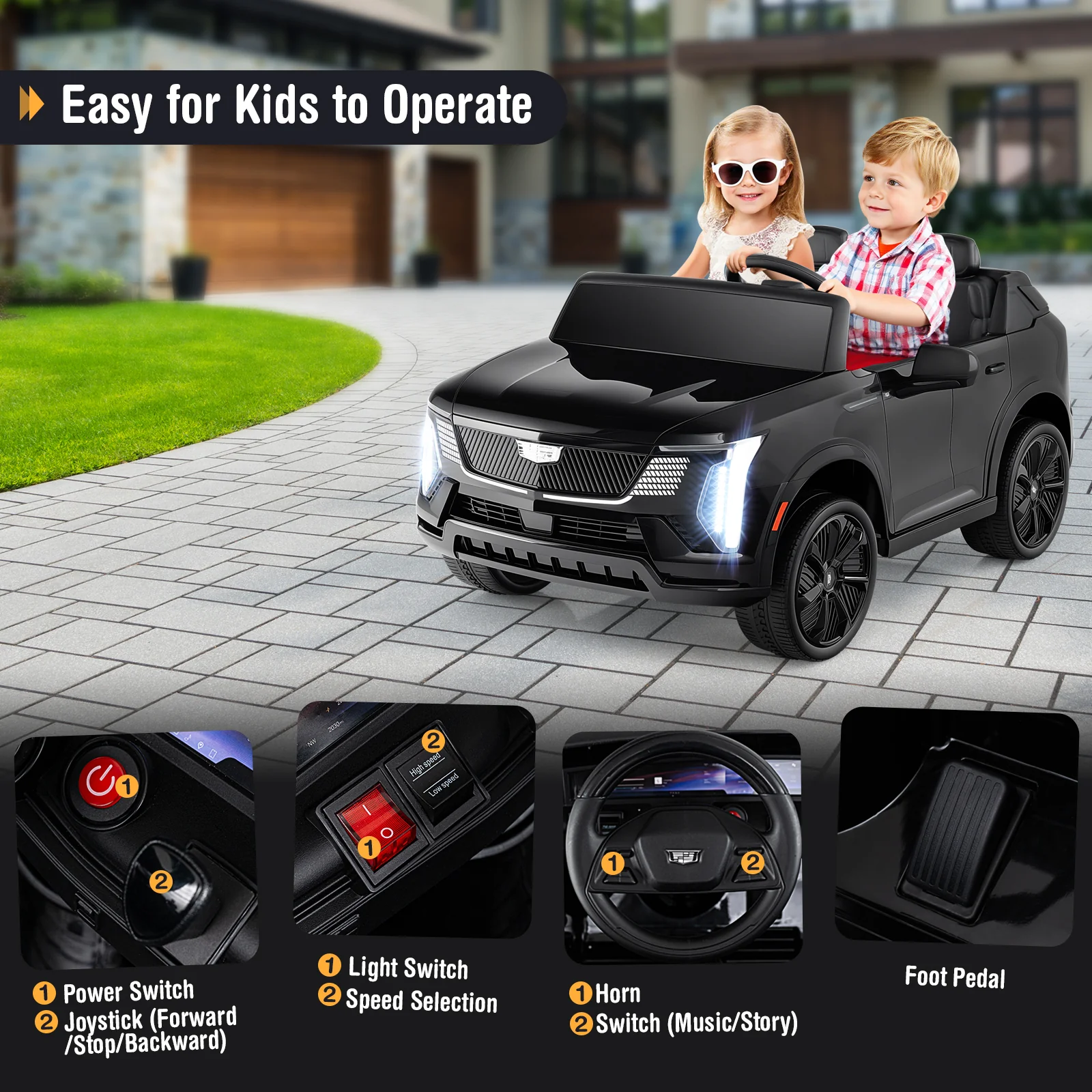 24V Ride on Truck 2-Seater Licensed Cadillac with Remote Control - Image 2