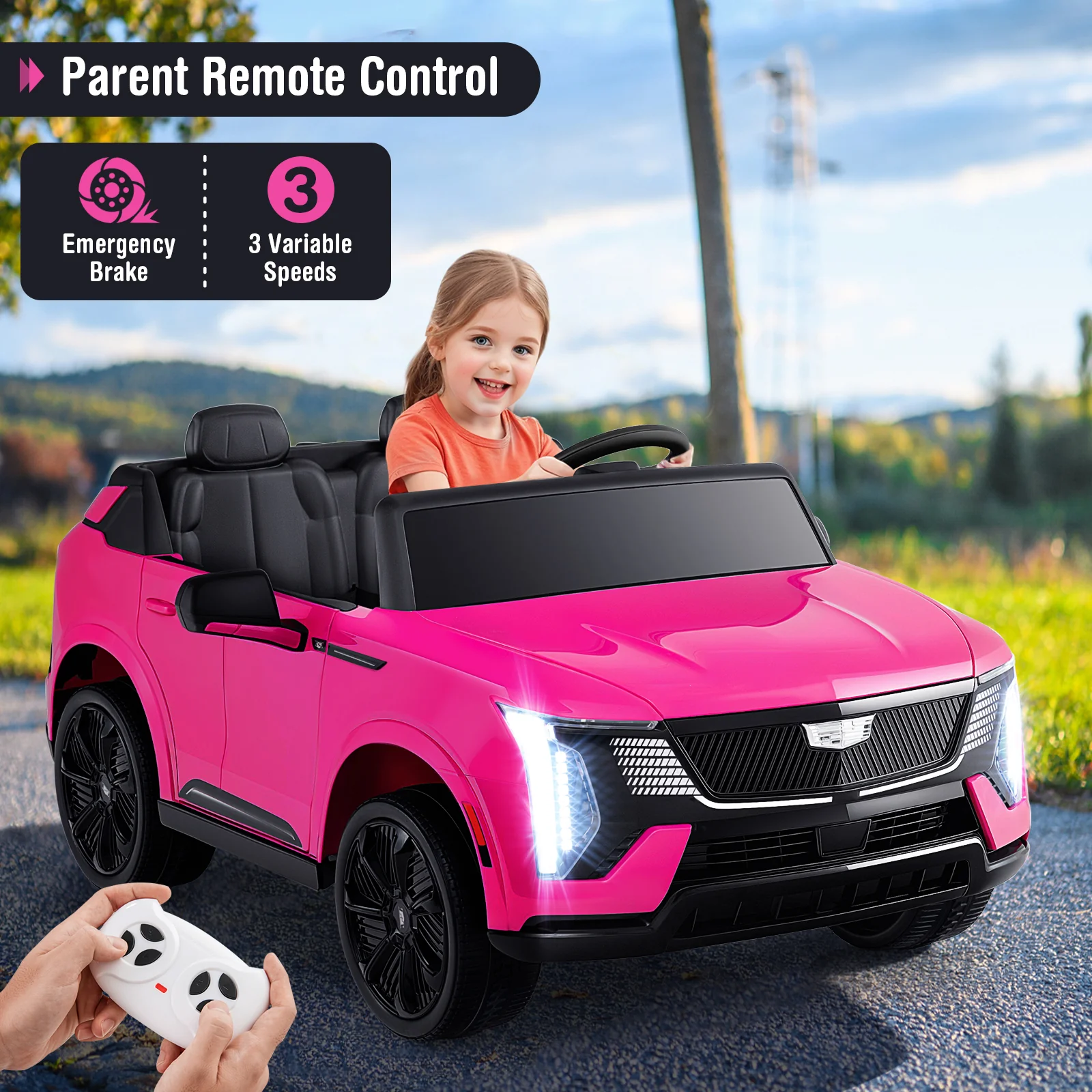 24V Ride on Truck 2-Seater Licensed Cadillac with Remote Control - Image 9