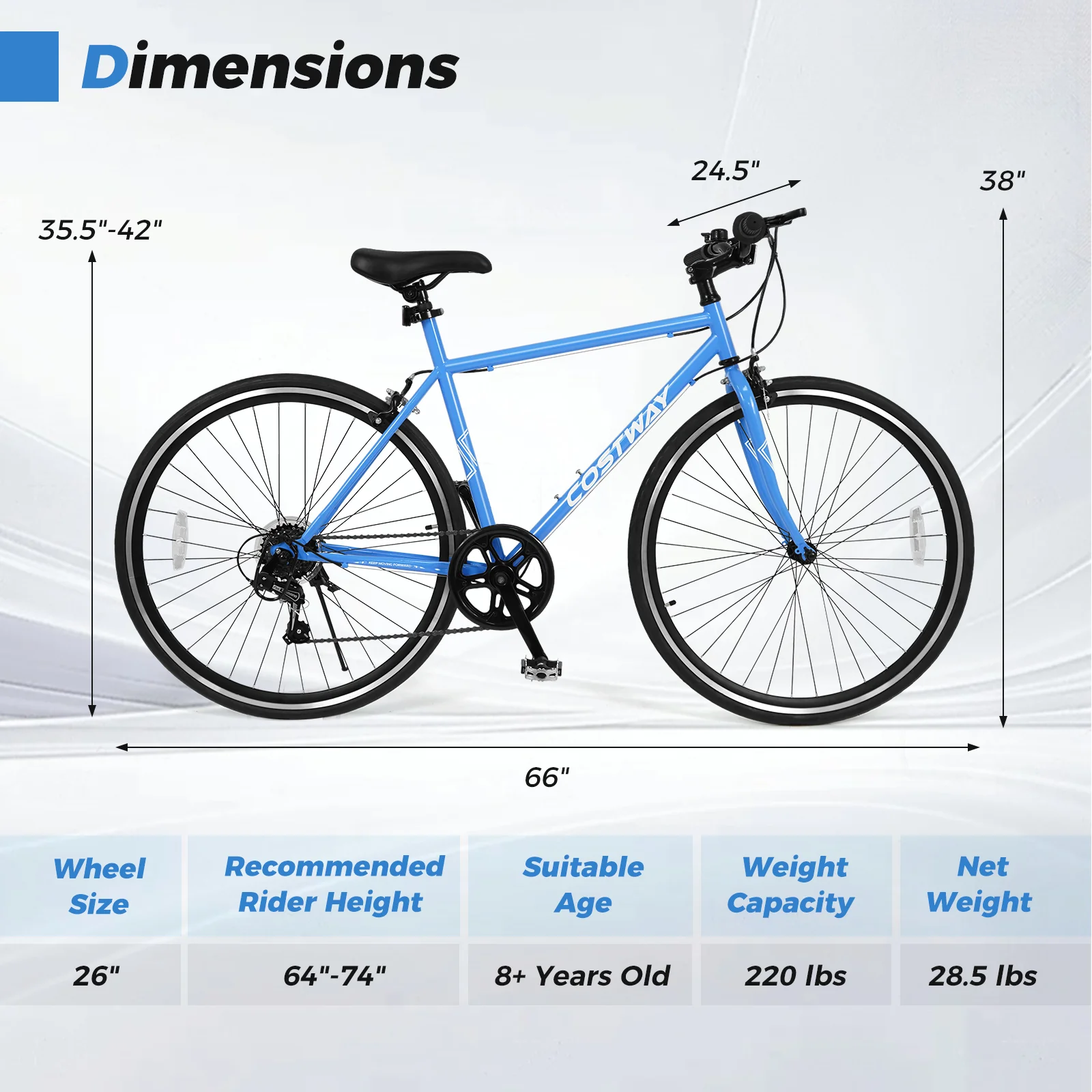 26 Inch Mountain Bike Adjustable with 6-Speed and All-terrain Rubber Wheels - Image 13