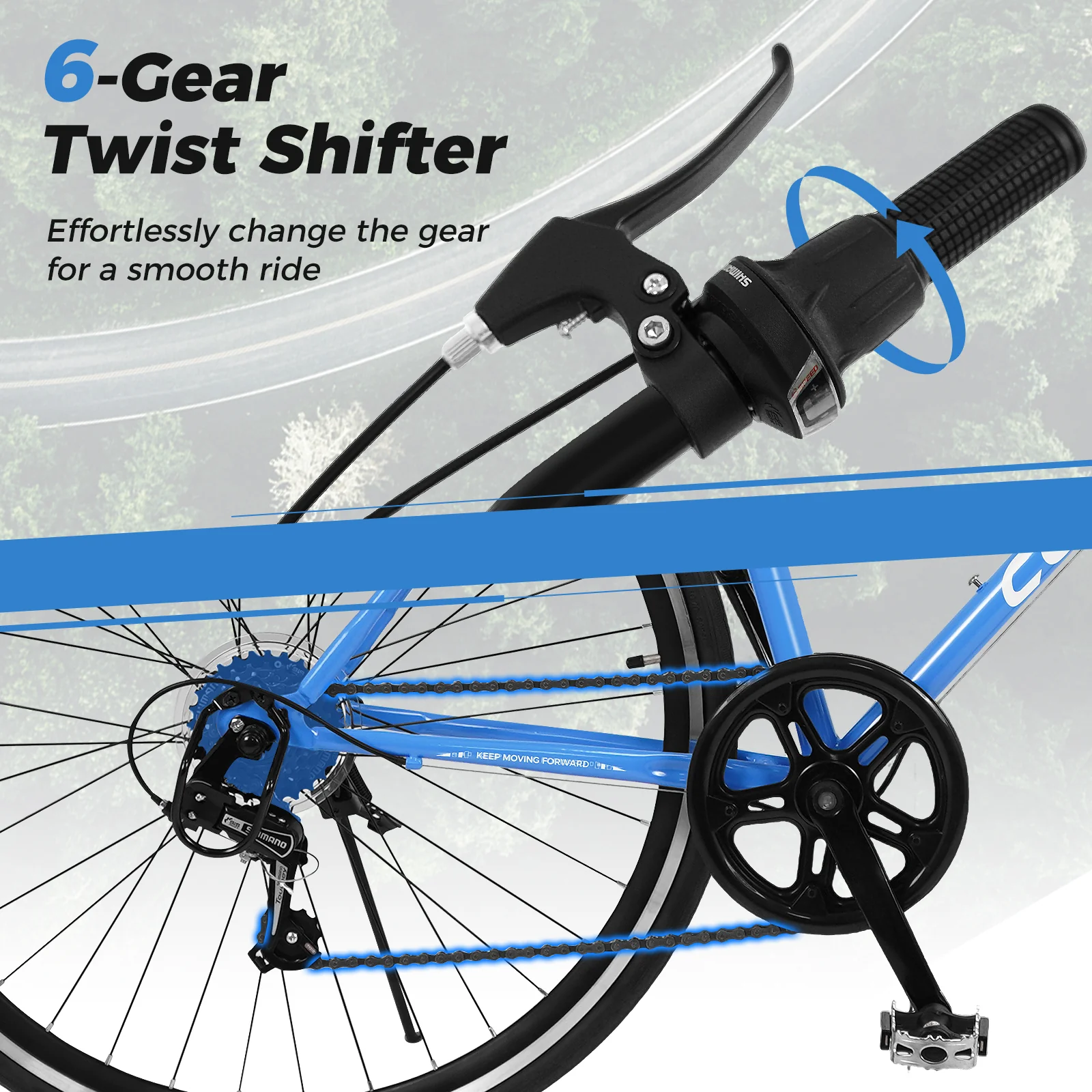 26 Inch Mountain Bike Adjustable with 6-Speed and All-terrain Rubber Wheels - Image 16