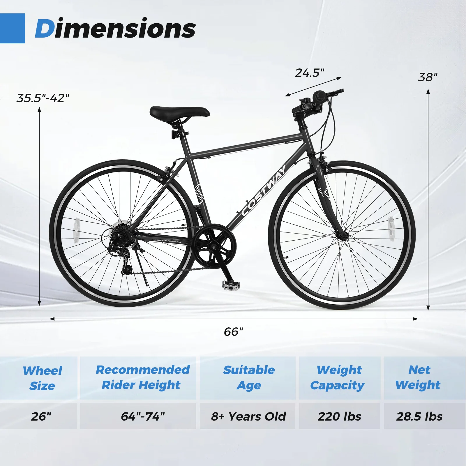 26 Inch Mountain Bike Adjustable with 6-Speed and All-terrain Rubber Wheels - Image 21