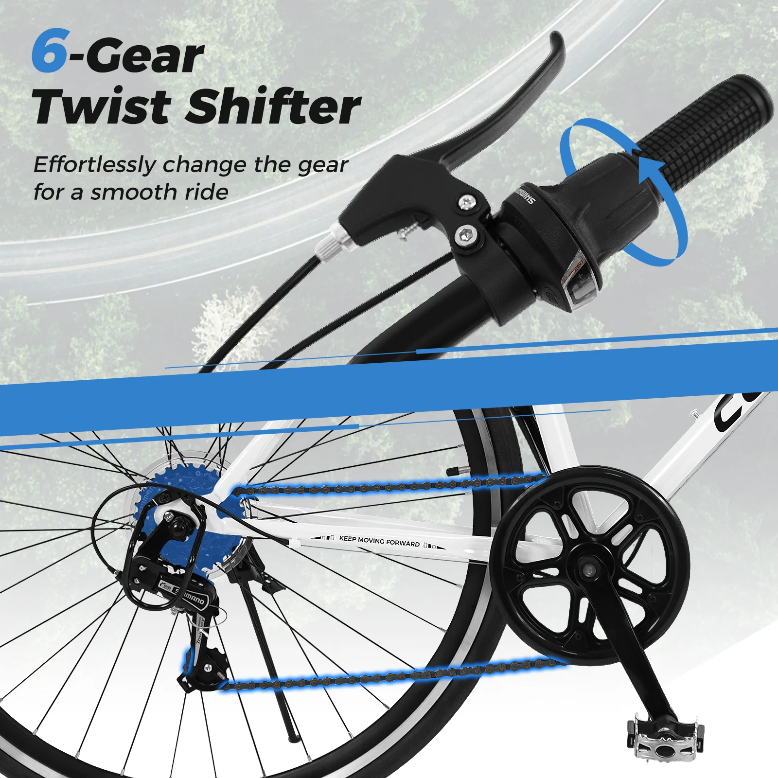 26 Inch Mountain Bike Adjustable with 6-Speed and All-terrain Rubber Wheels - Image 32