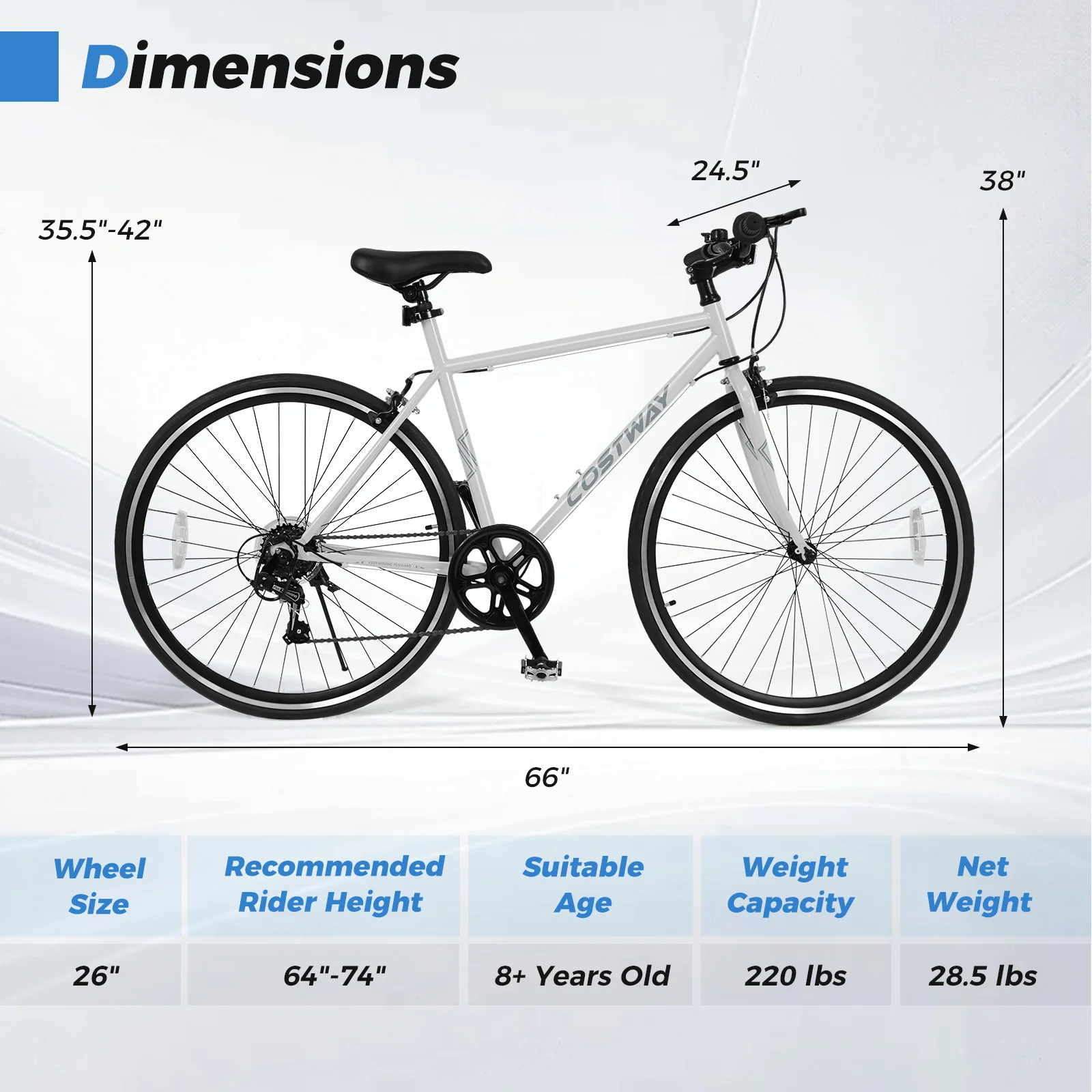 26 Inch Mountain Bike Adjustable with 6-Speed and All-terrain Rubber Wheels - Image 5