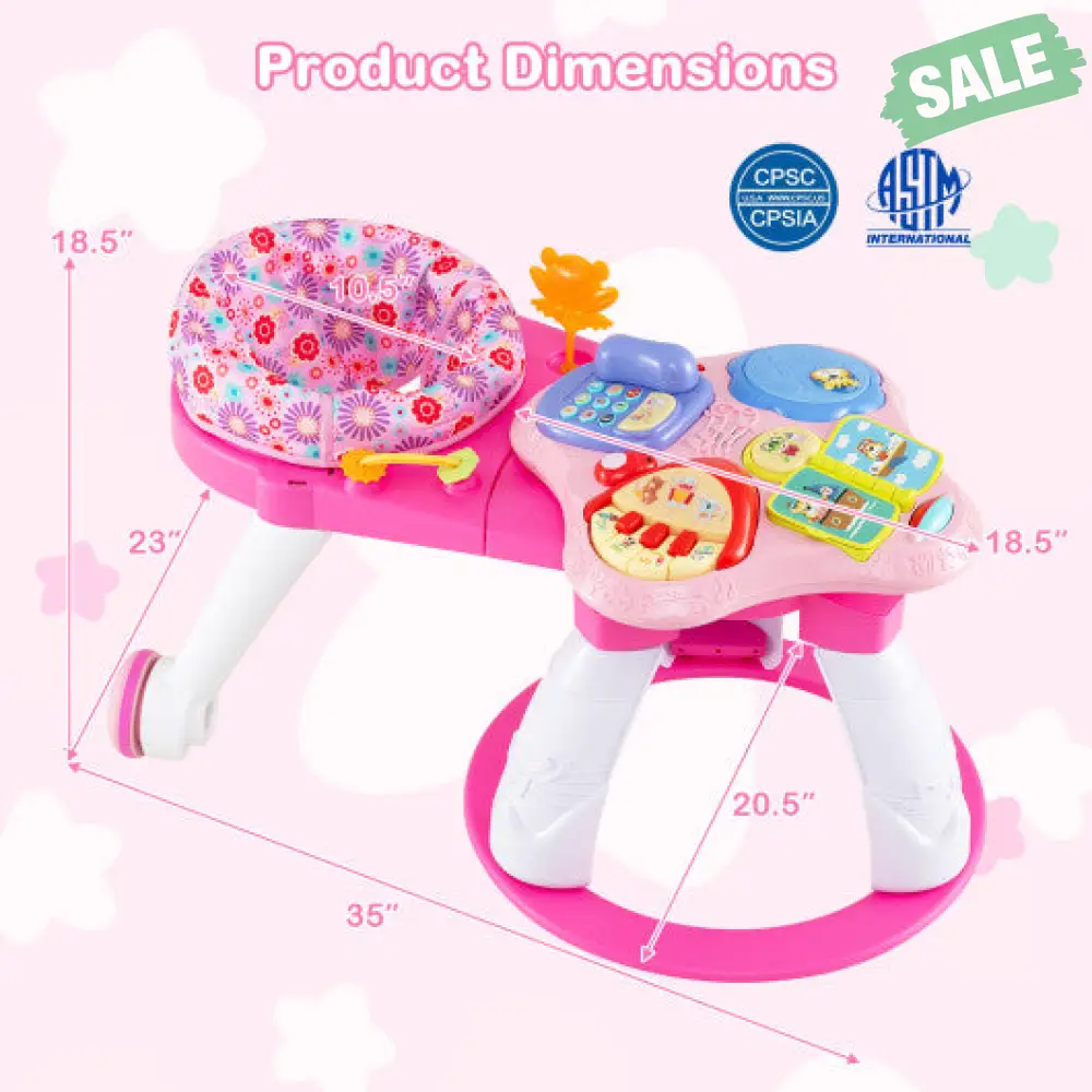 3 in 1 Baby Stationary Activity Center with Educational and Music Function Tabletop-Blue - Image 4