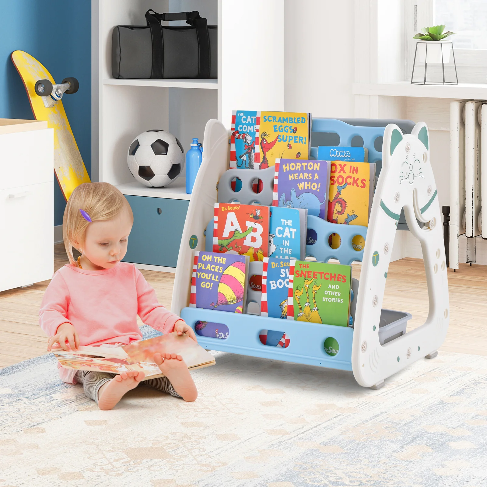 3-In-1 Double Sided Magnetic Dry-Erase Board with Stool and Flipped Writing Desktop - Image 10