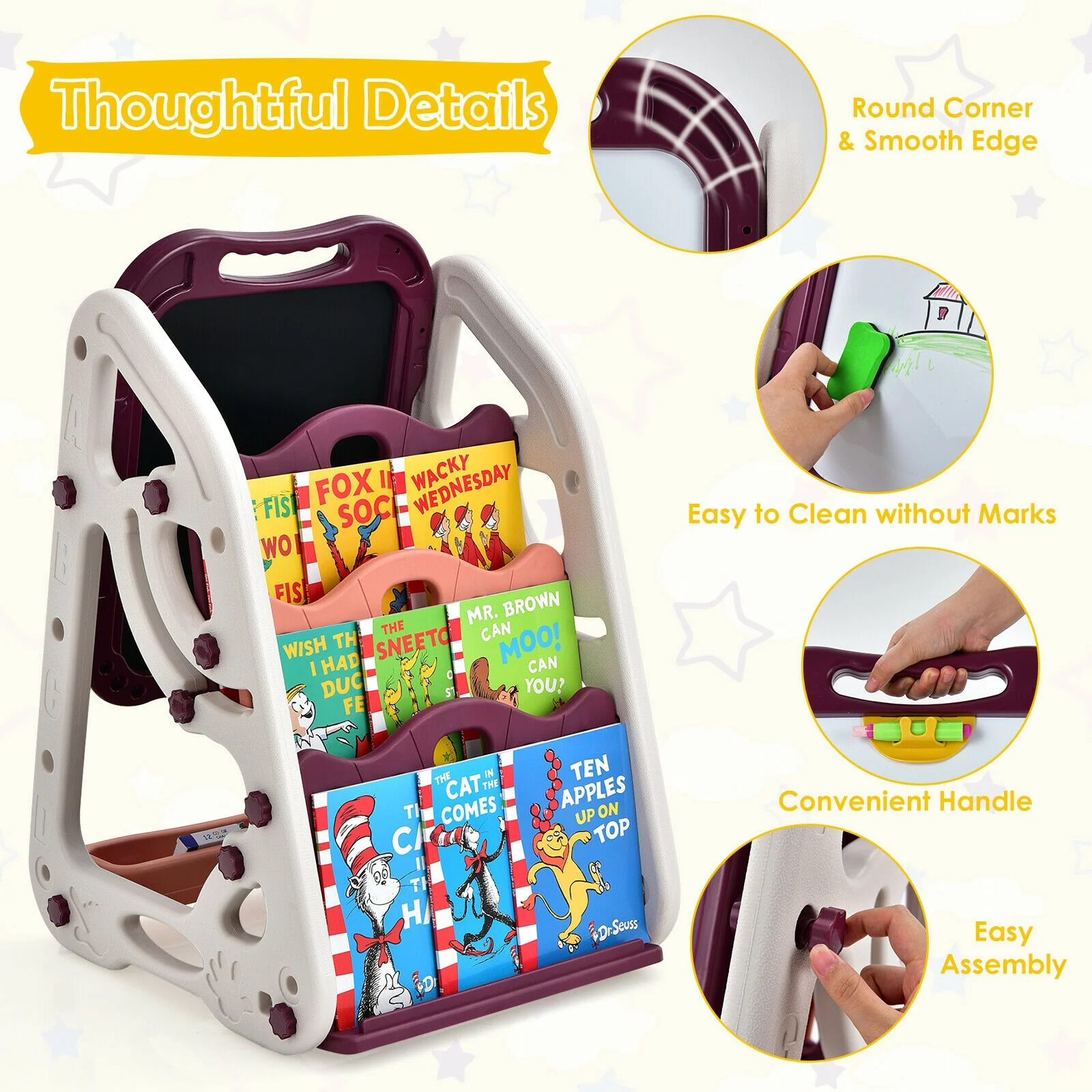 3-in-1 Kids Art Easel Double-Sided Tabletop Easel with Art Accessories - Image 12