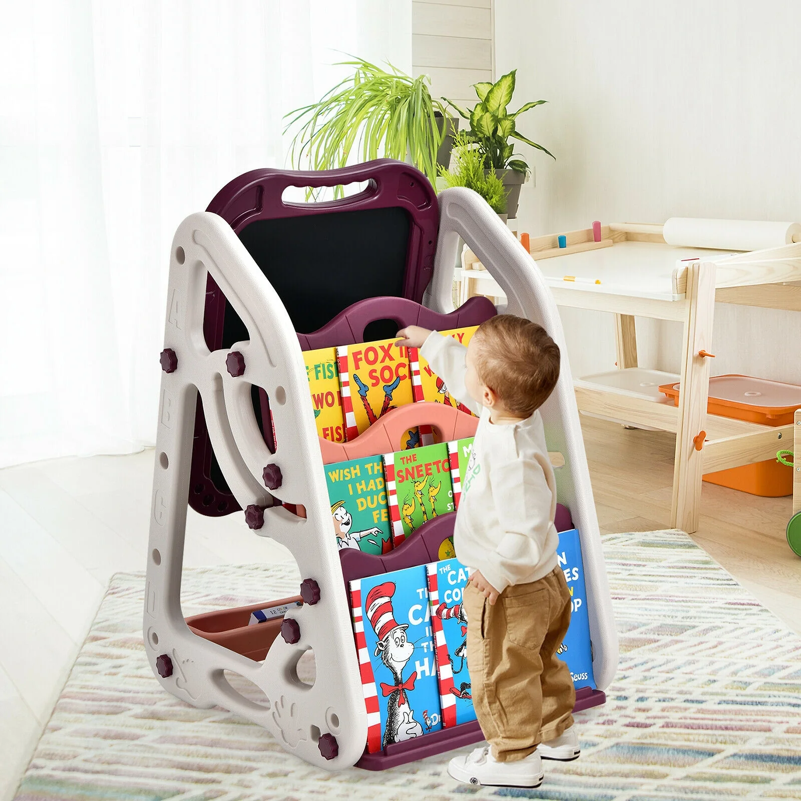 3-in-1 Kids Art Easel Double-Sided Tabletop Easel with Art Accessories - Image 9