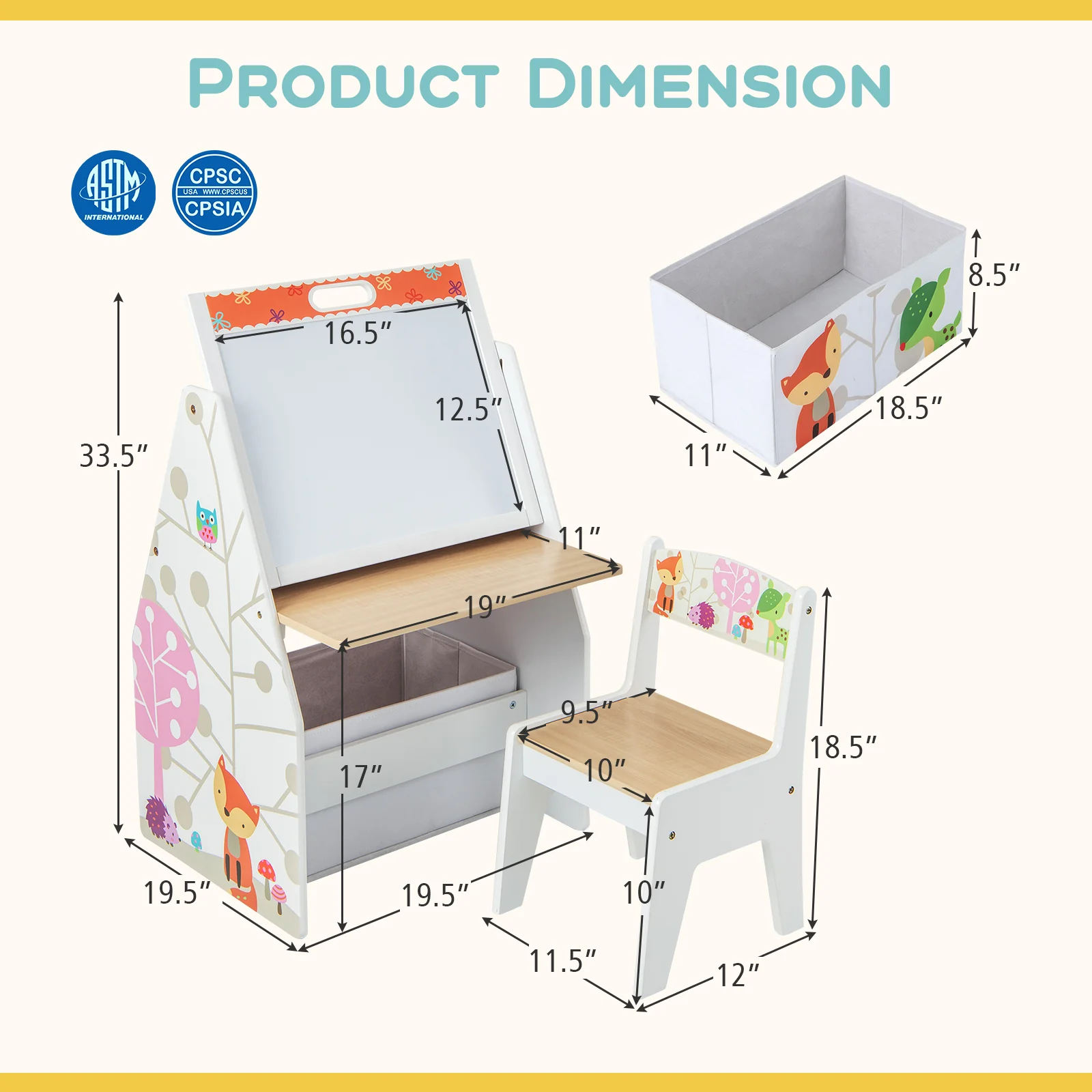 3 in 1 Kids Easel and Play Station Convertible with Chair and Storage Bins - Image 13
