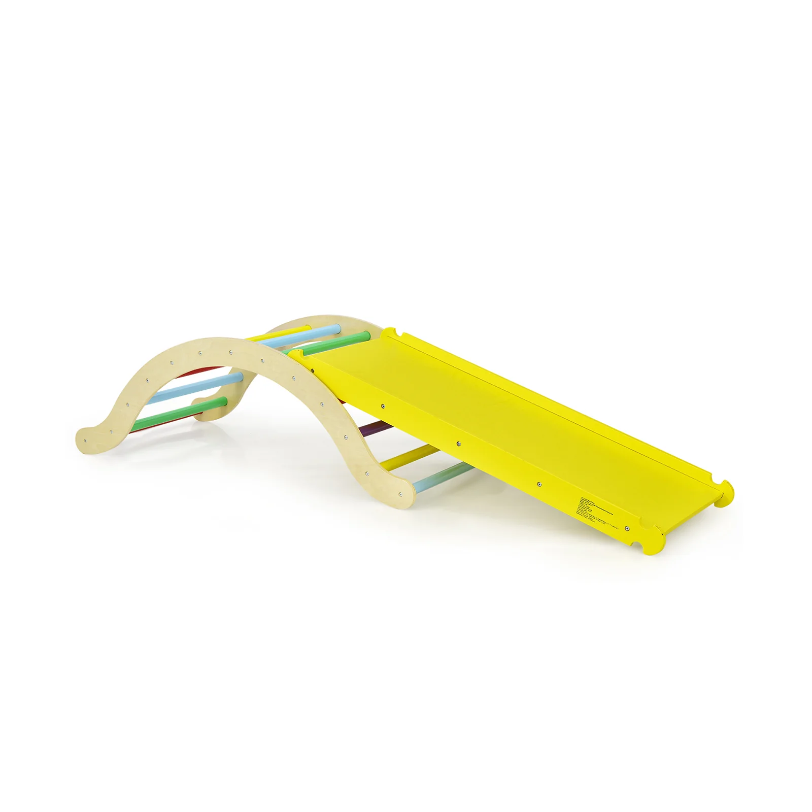 3-in-1 Kids Wooden Arch Triangle Rocker Climber Set with Ramp and Mat - Image 9