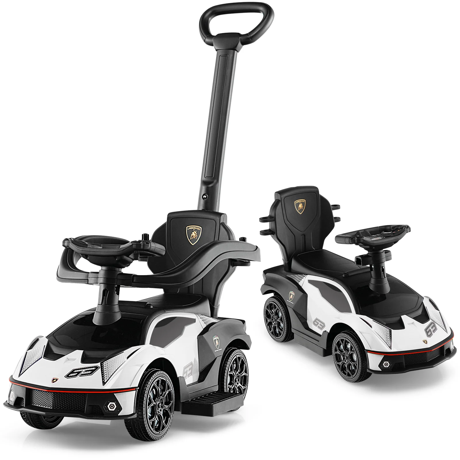 3-in-1 Licensed Lamborghini Ride on Push Car with Handle Guardrail - Image 12