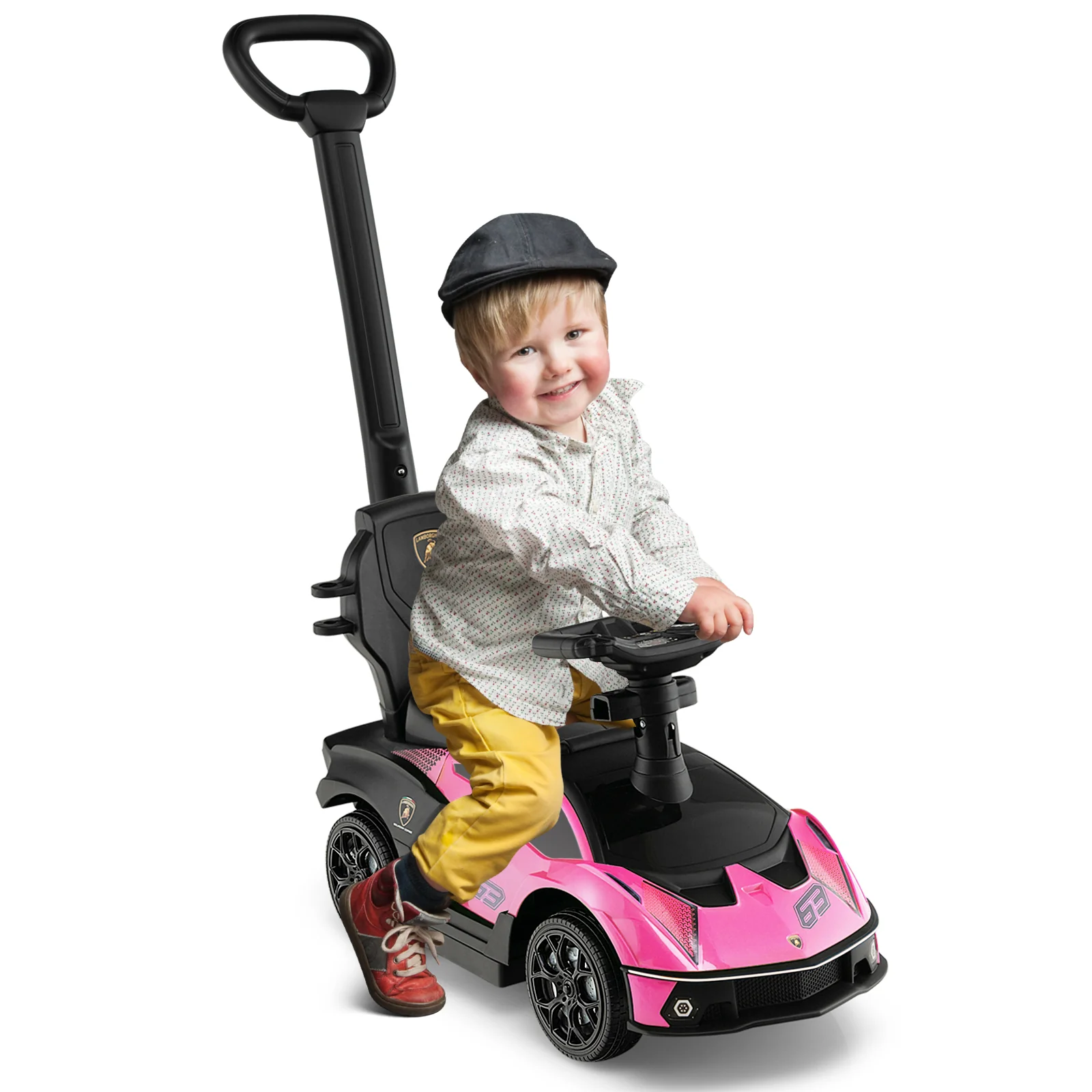 3-in-1 Licensed Lamborghini Ride on Push Car with Handle Guardrail - Image 20
