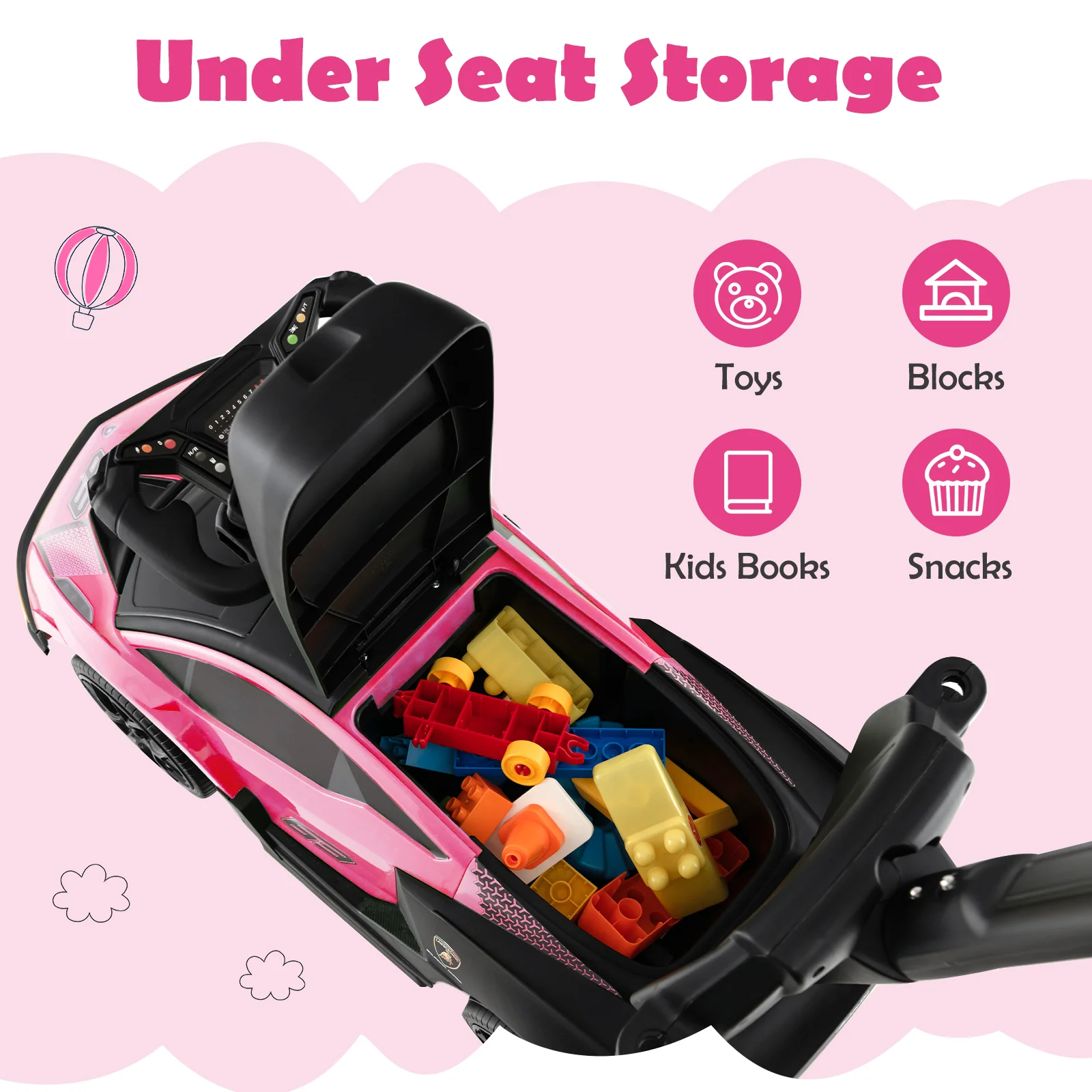 3-in-1 Licensed Lamborghini Ride on Push Car with Handle Guardrail - Image 24