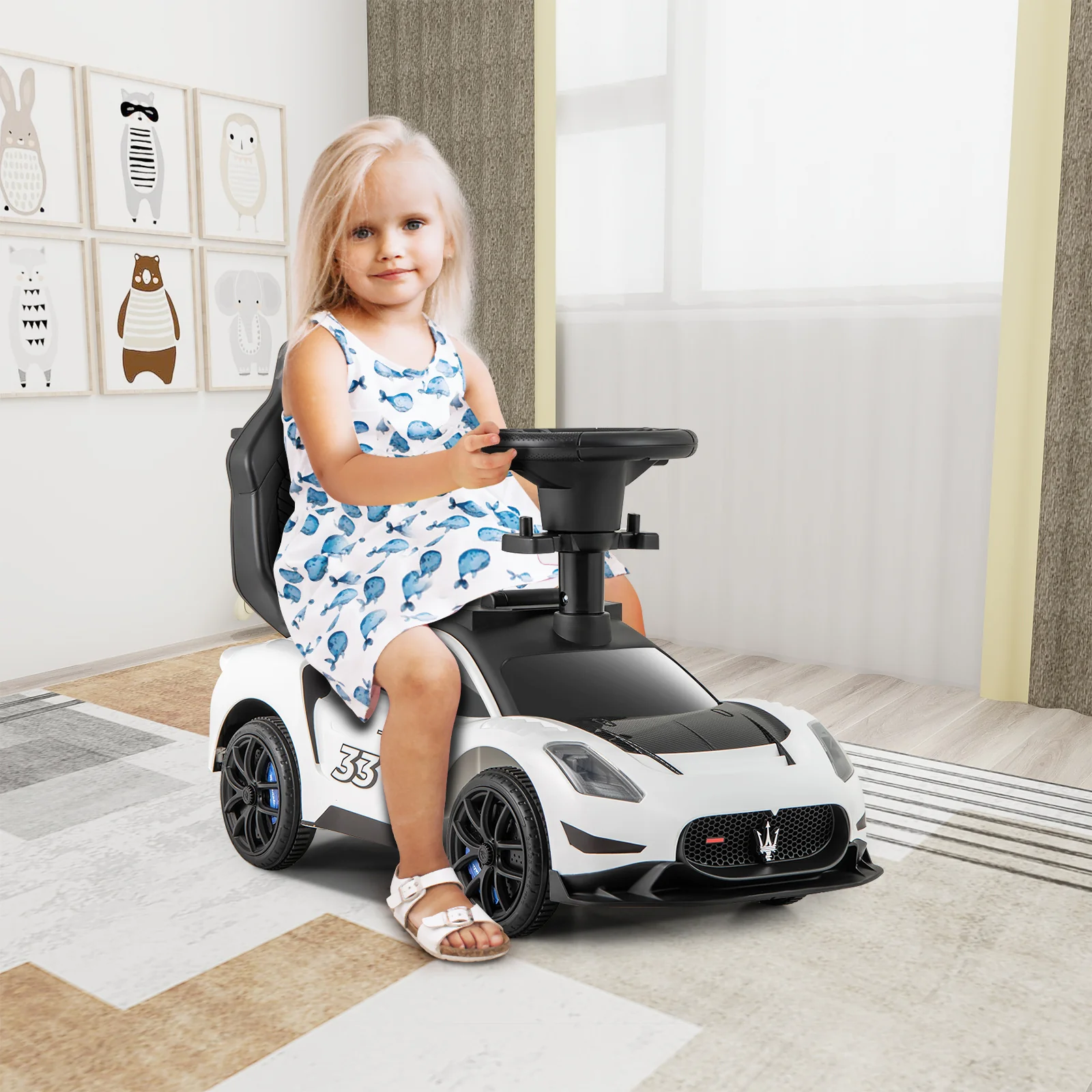 3-in-1 Ride on Push Car Maserati Licensed Sliding Car with Music - Image 10