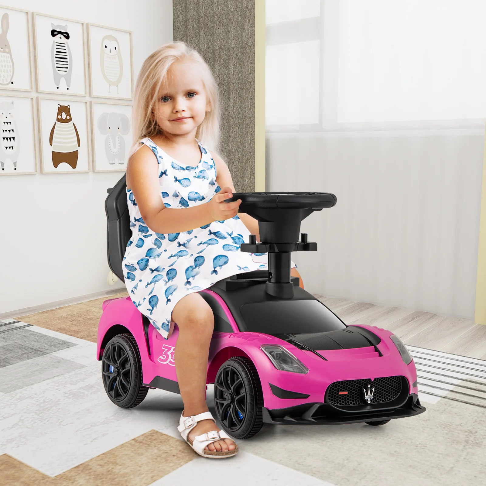 3-in-1 Ride on Push Car Maserati Licensed Sliding Car with Music - Image 2