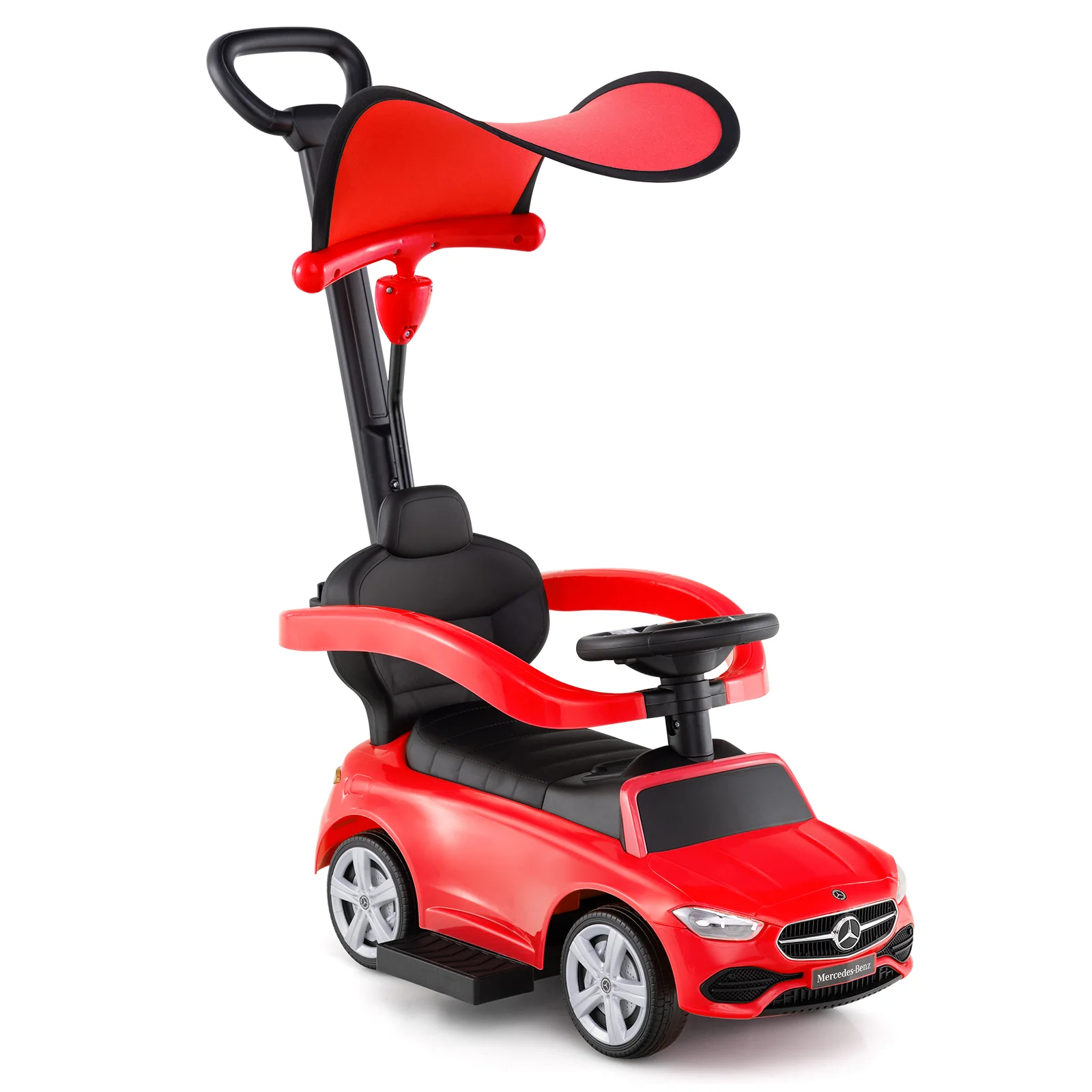 3-in-1 Ride on Push Car Mercedes-Benz Licensed Sliding Car with Canopy - Image 11