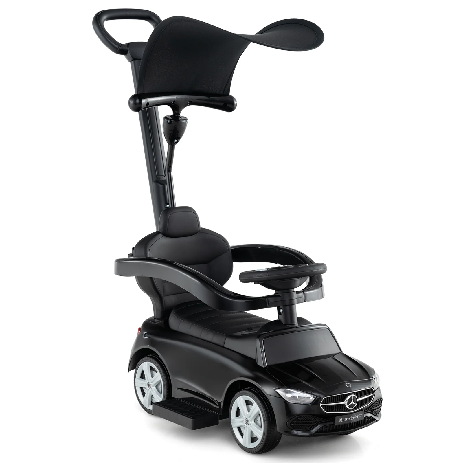 3-in-1 Ride on Push Car Mercedes-Benz Licensed Sliding Car with Canopy - Image 27