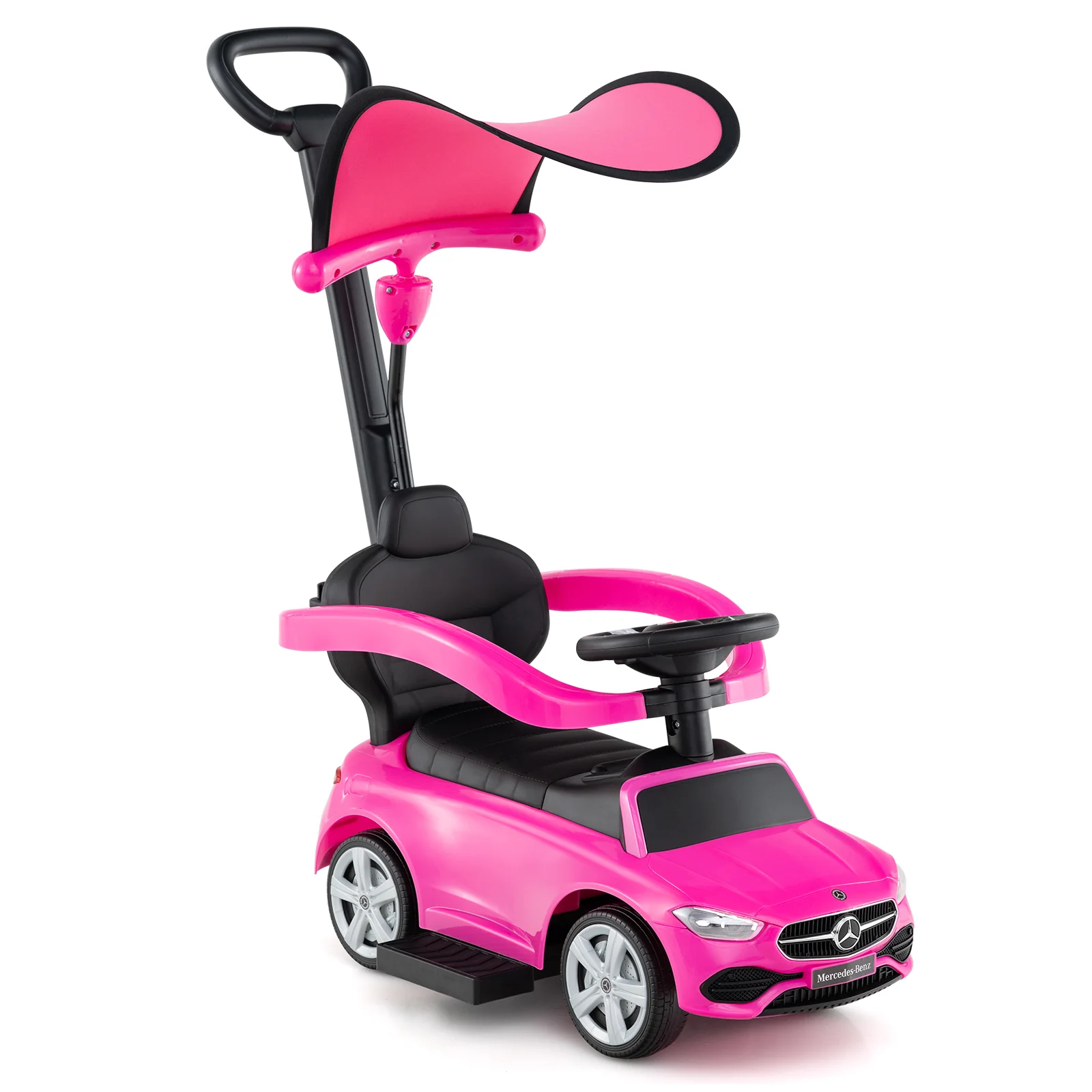 3-in-1 Ride on Push Car Mercedes-Benz Licensed Sliding Car with Canopy - Image 35