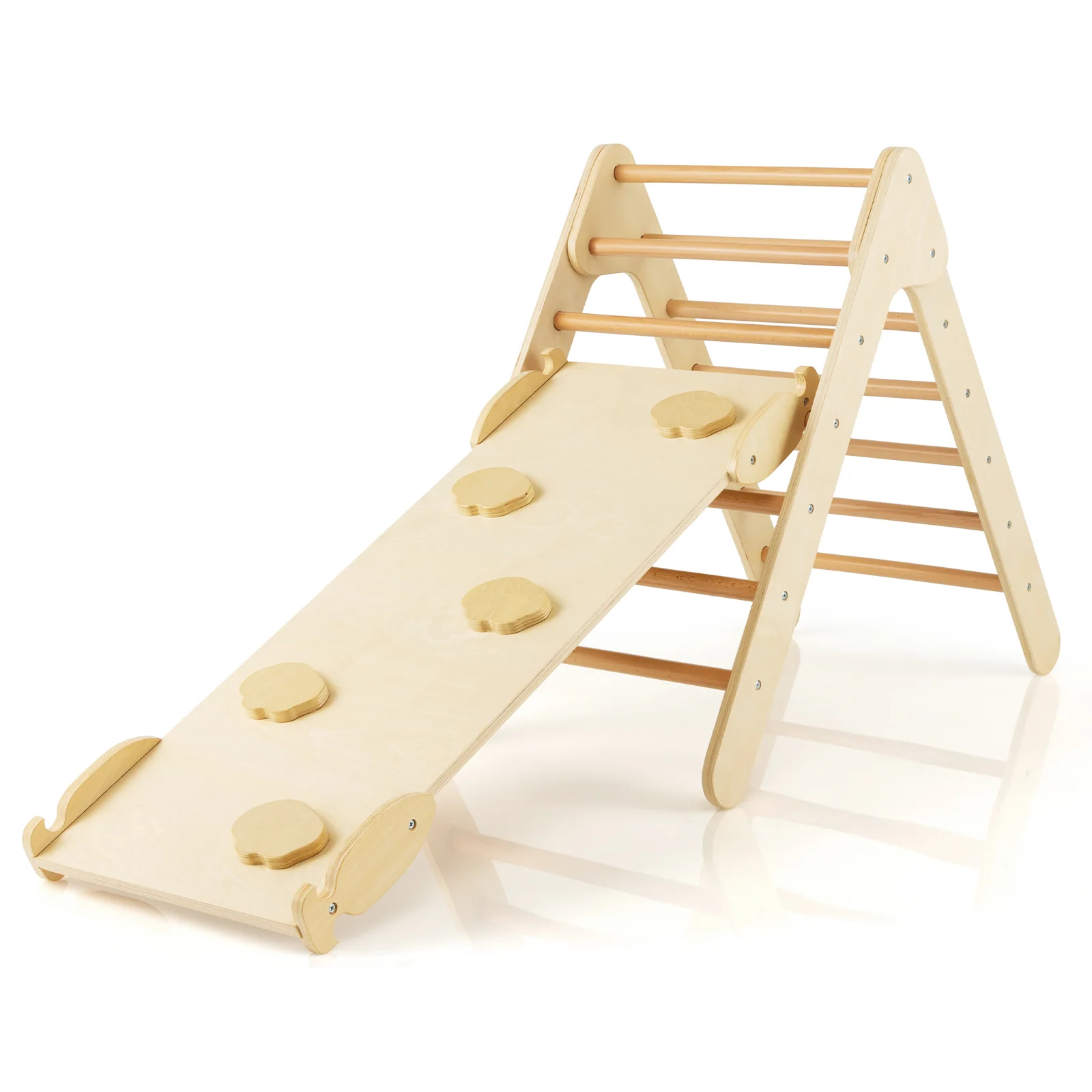 3-in-1 Wooden Climbing Triangle Set Triangle Climber with Ramp - Image 11