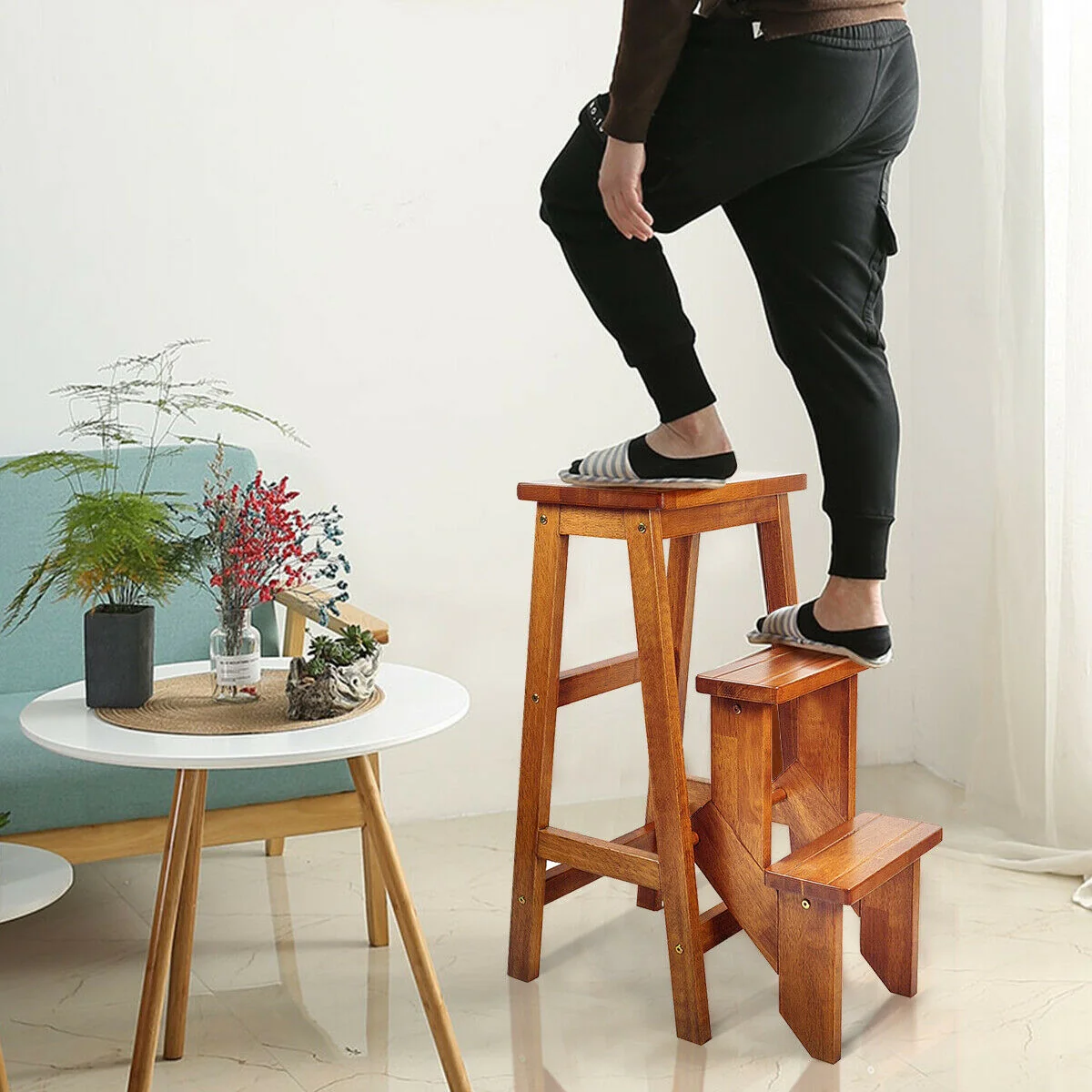 3 Tier Step Stool 3 in 1 Folding Ladder Bench - Image 10