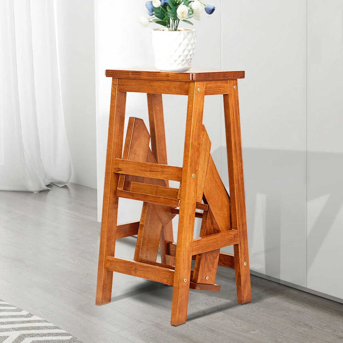 3 Tier Step Stool 3 in 1 Folding Ladder Bench - Image 14