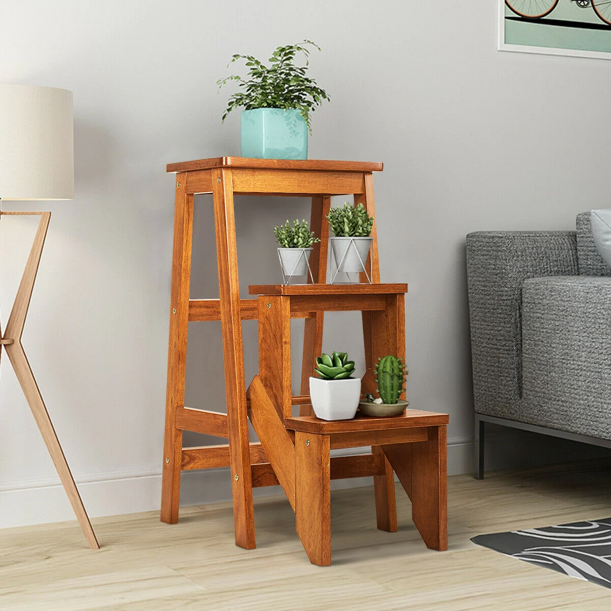 3 Tier Step Stool 3 in 1 Folding Ladder Bench - Image 9