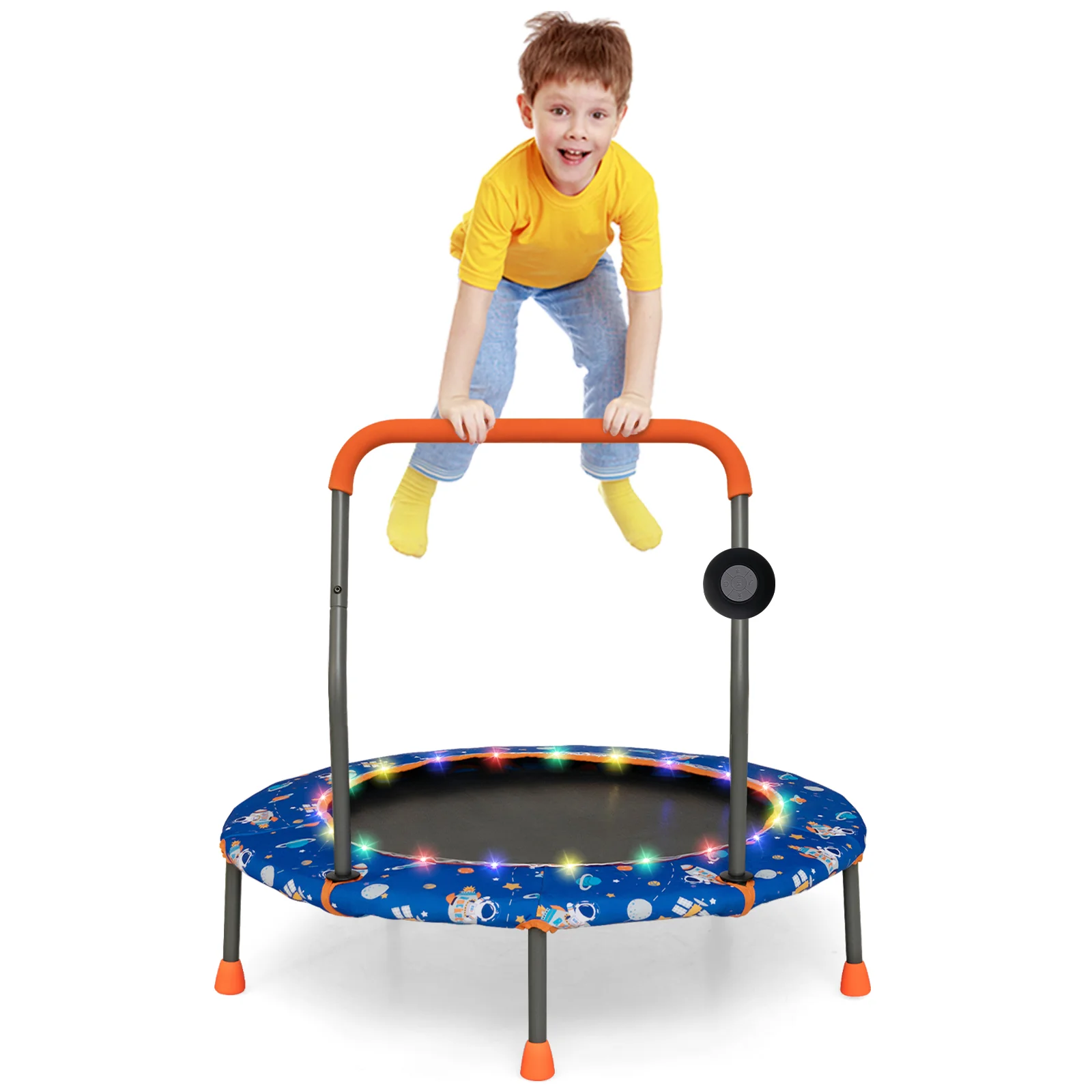 36 Inch Mini Trampoline with Colorful LED Lights and Bluetooth Speaker - Image 11
