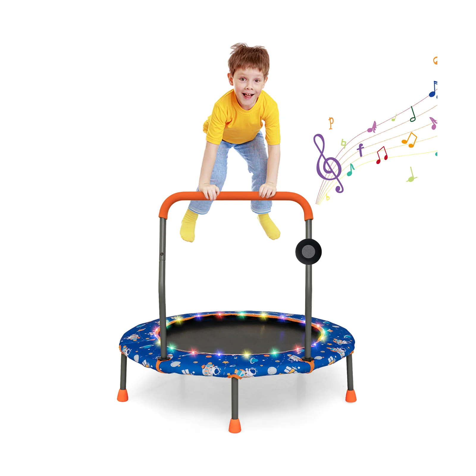 36 Inch Mini Trampoline with Colorful LED Lights and Bluetooth Speaker - Image 12