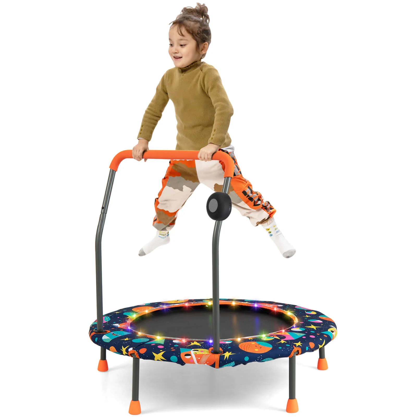 36 Inch Mini Trampoline with Colorful LED Lights and Bluetooth Speaker - Image 4