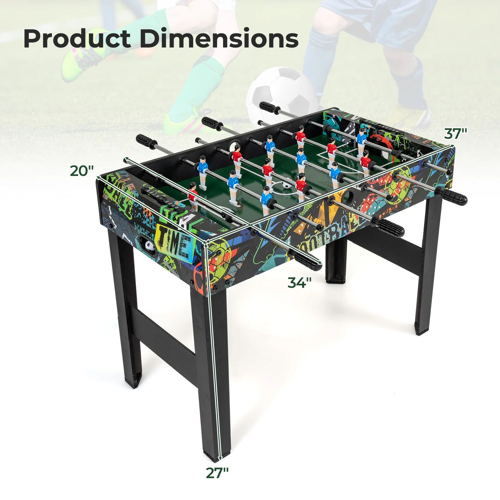 37 Inch Mini Foosball Table 2-in-1 Game Table with Detachable Legs for Tabletop-Black - Image 4