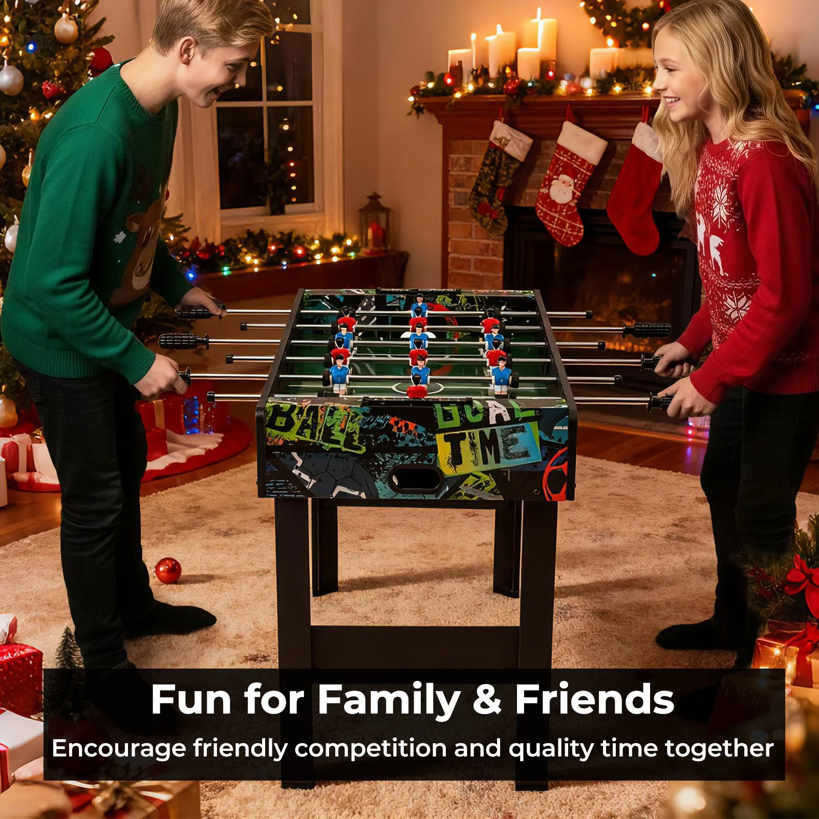 37 Inch Mini Foosball Table 2-in-1 Game Table with Detachable Legs for Tabletop-Black - Image 5