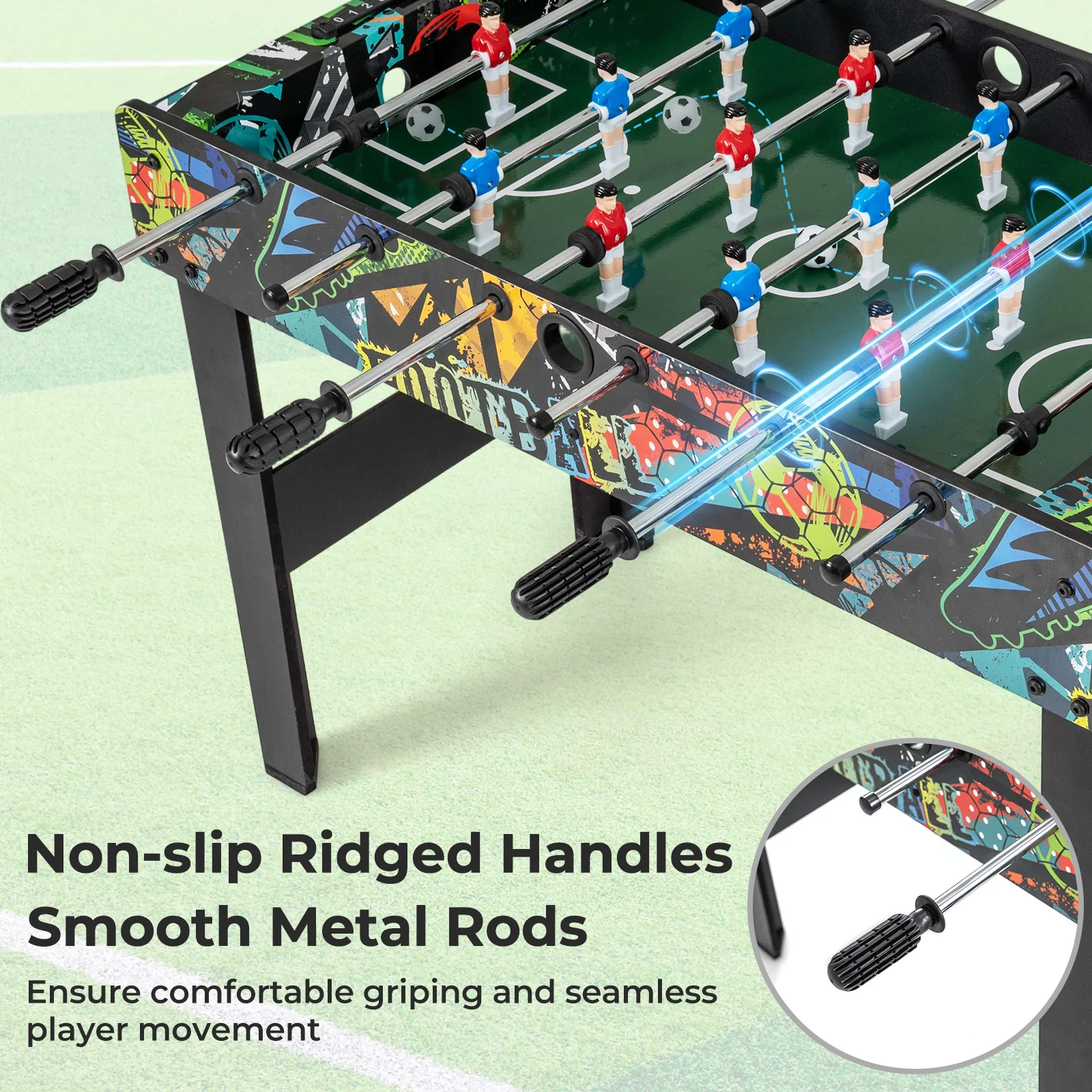 37 Inch Mini Foosball Table 2-in-1 Game Table with Detachable Legs for Tabletop-Black - Image 7