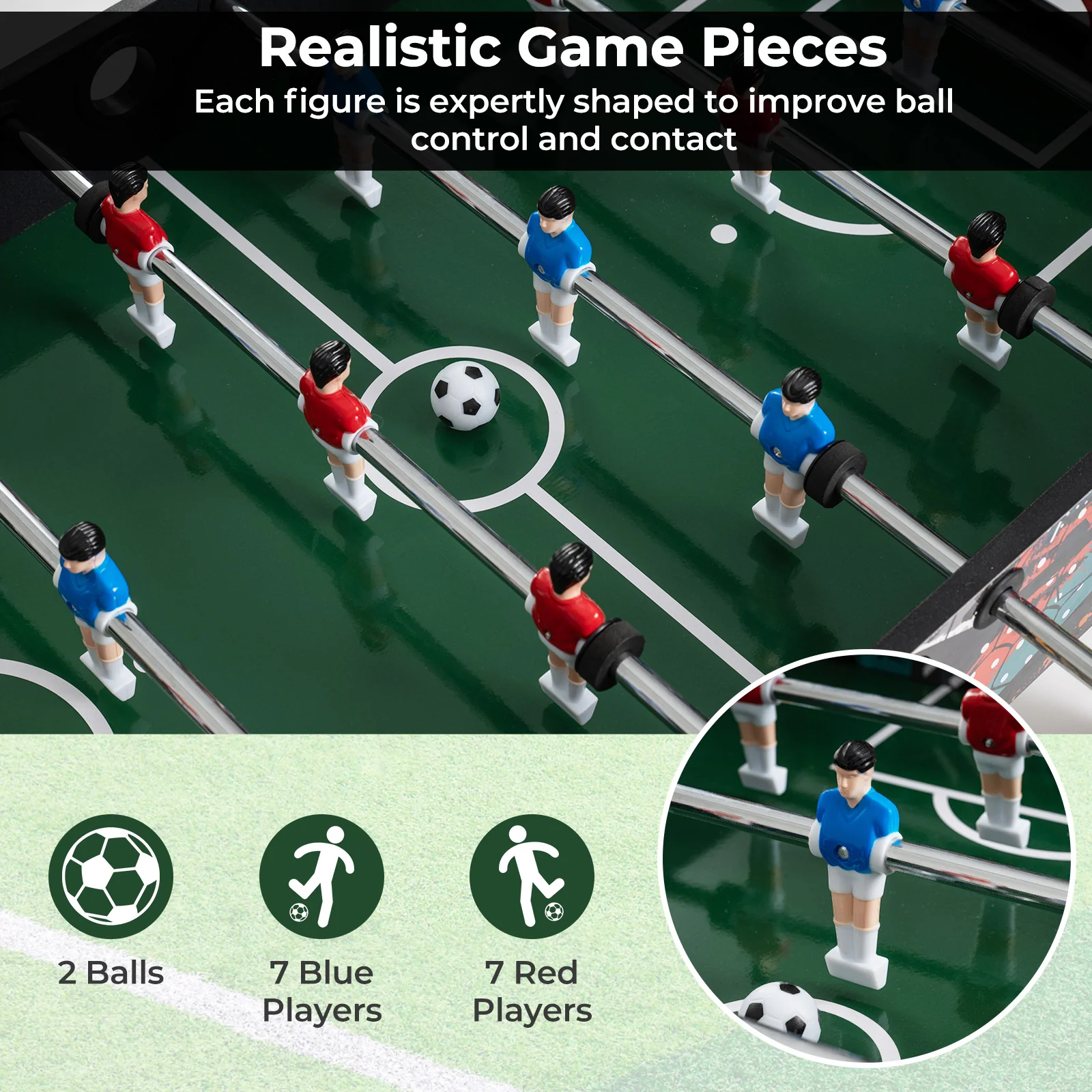 37 Inch Mini Foosball Table 2-in-1 Game Table with Detachable Legs for Tabletop-Black - Image 8