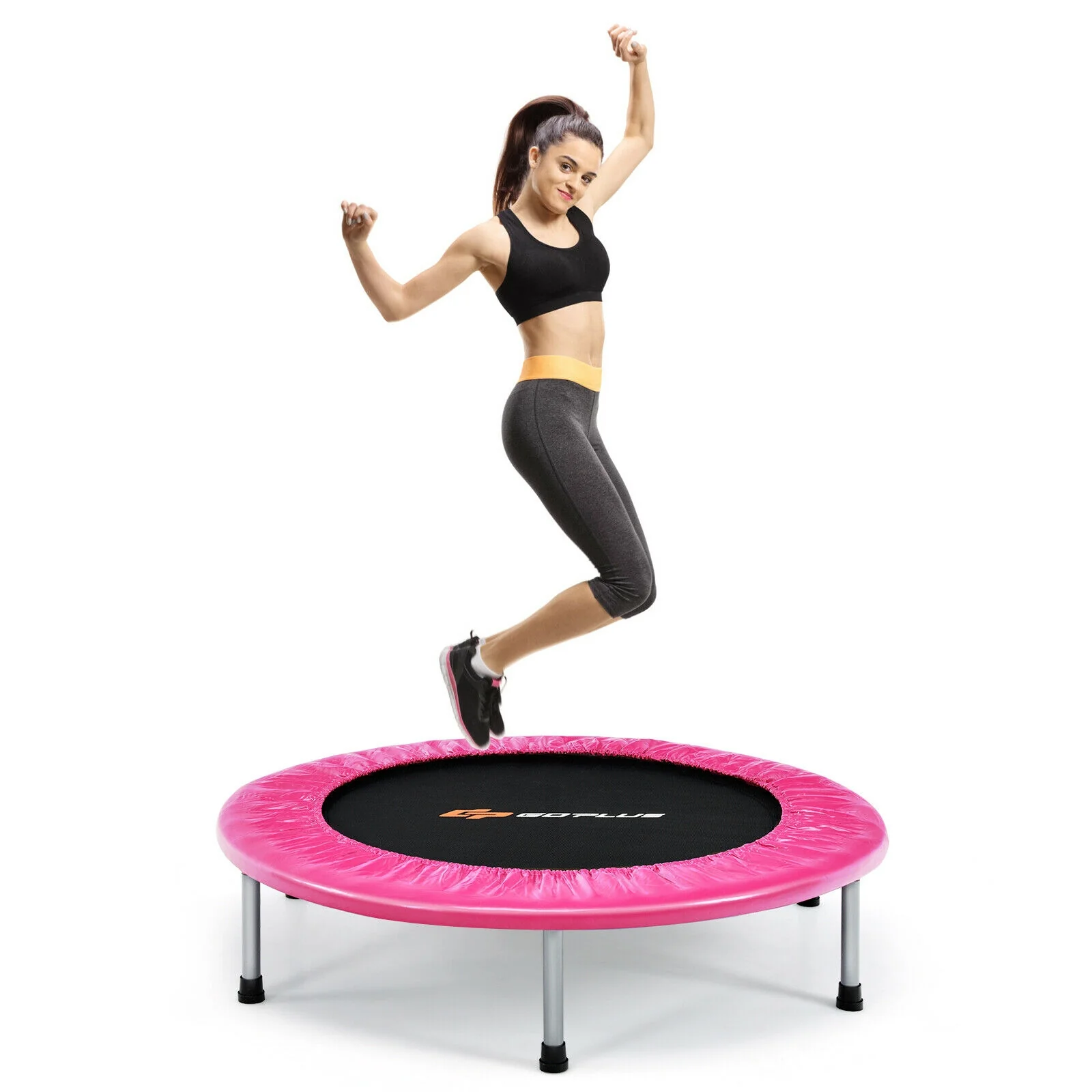 38 Inch Mini Folding Trampoline Portable Leisure Fitness Backboard - Image 15