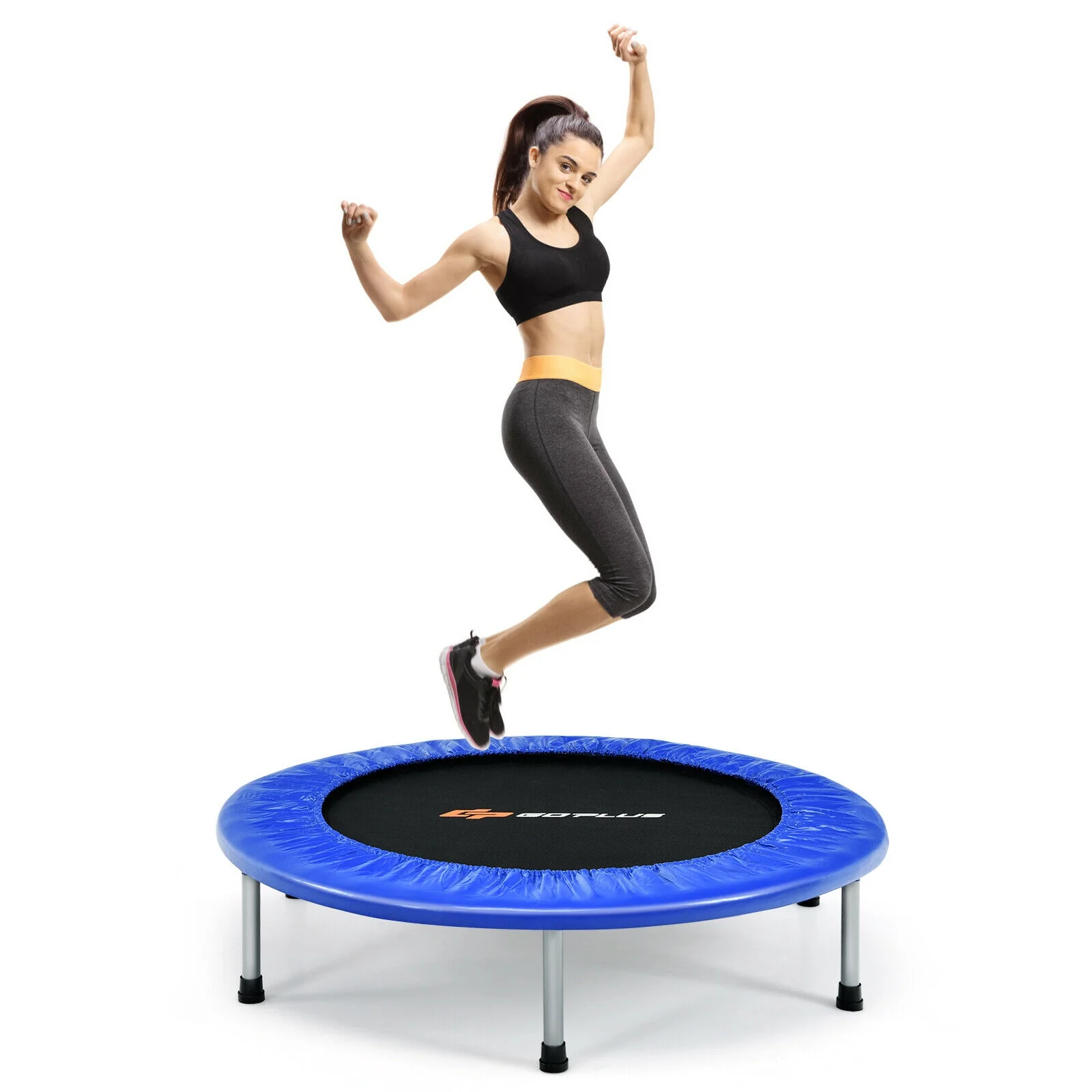 38 Inch Mini Folding Trampoline Portable Leisure Fitness Backboard - Image 7
