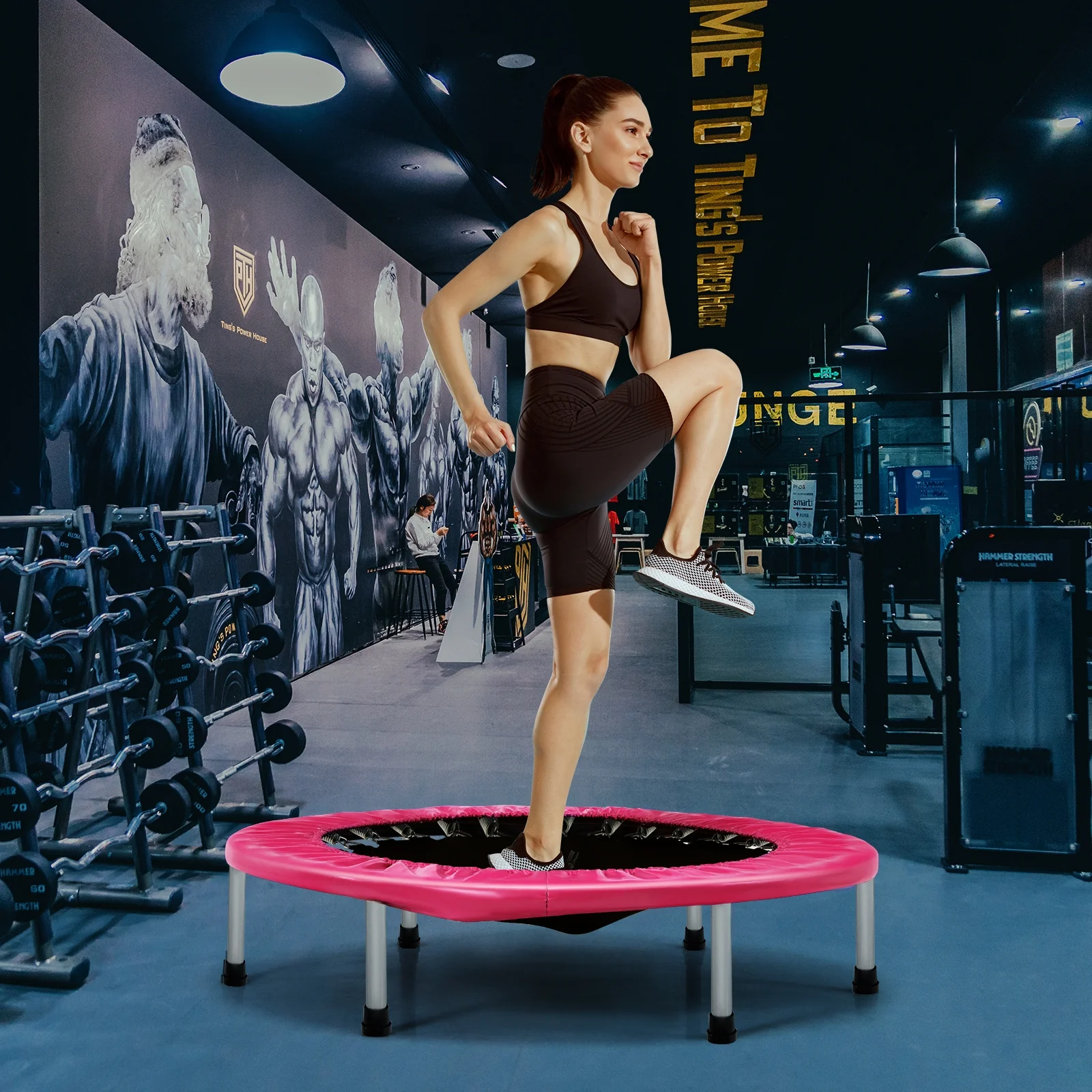 38 Inch Mini Folding Trampoline Portable Leisure Fitness Backboard - Image 9