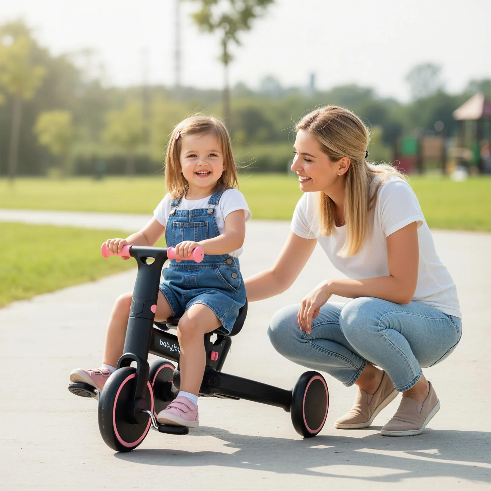 4-in-1 Foldable Toddler Tricycle with Push Handle with Adjustable Seat - Image 10