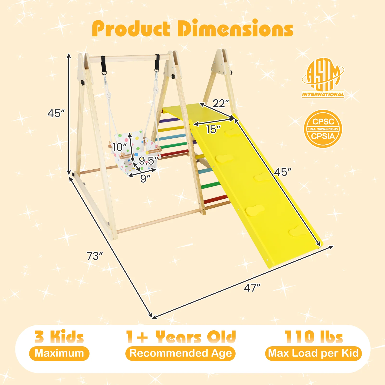 4-in-1 Indoor Jungle Gym with Baby Swing and Climbing Ramp - Image 13