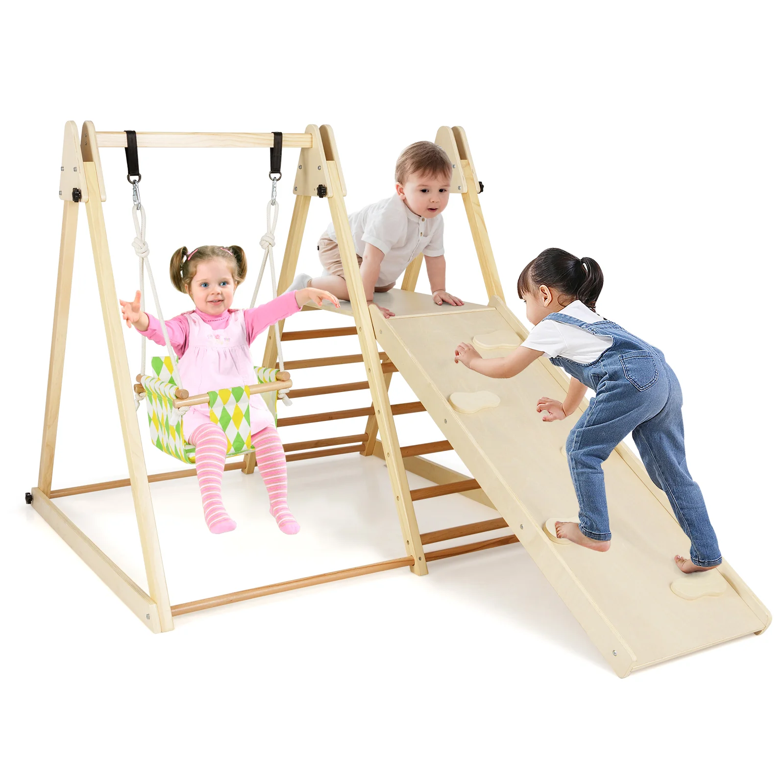 4-in-1 Indoor Jungle Gym with Baby Swing and Climbing Ramp - Image 4