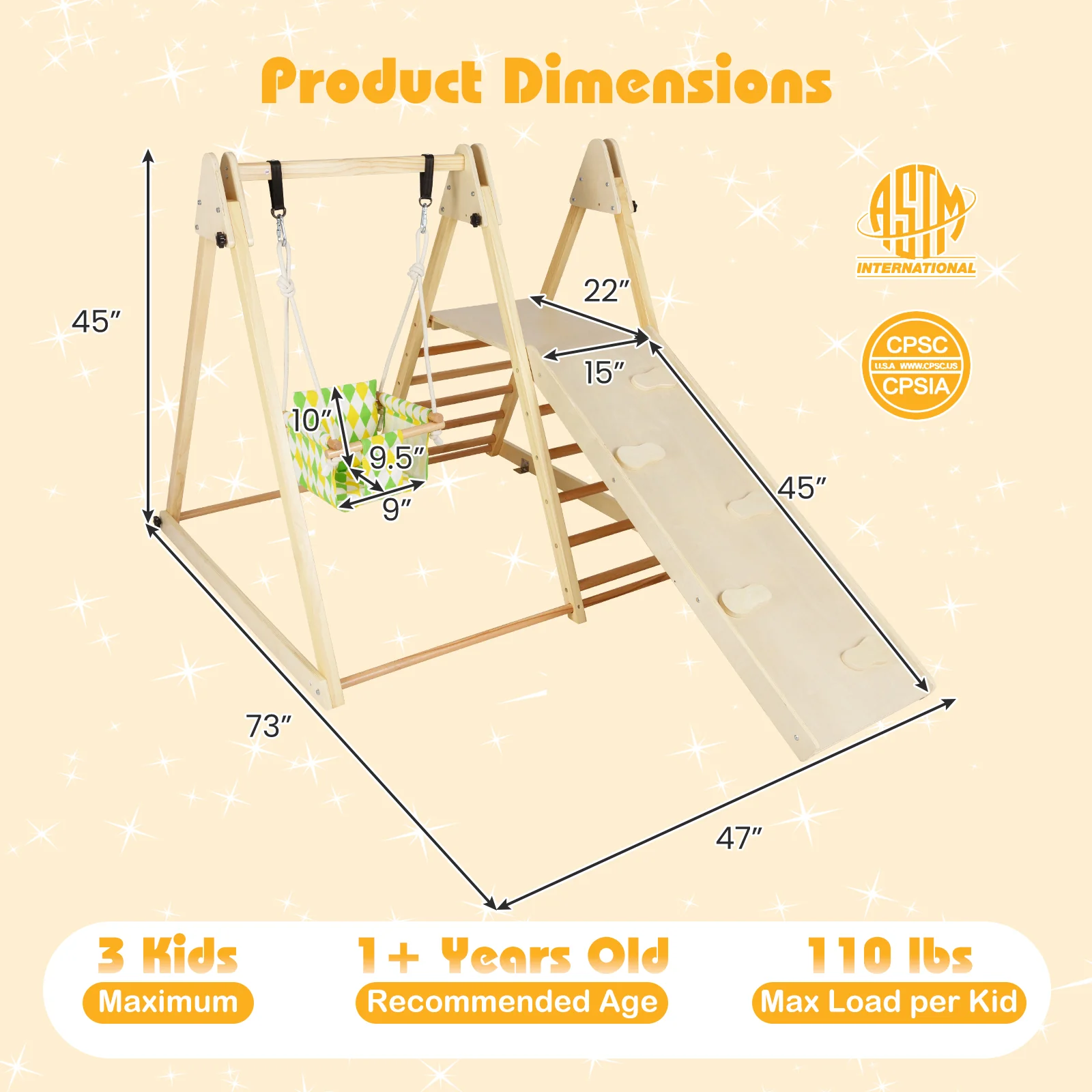 4-in-1 Indoor Jungle Gym with Baby Swing and Climbing Ramp - Image 5