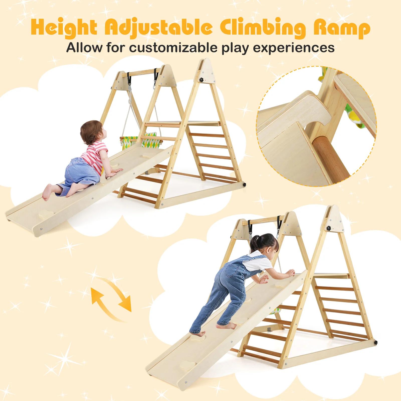 4-in-1 Indoor Jungle Gym with Baby Swing and Climbing Ramp - Image 7