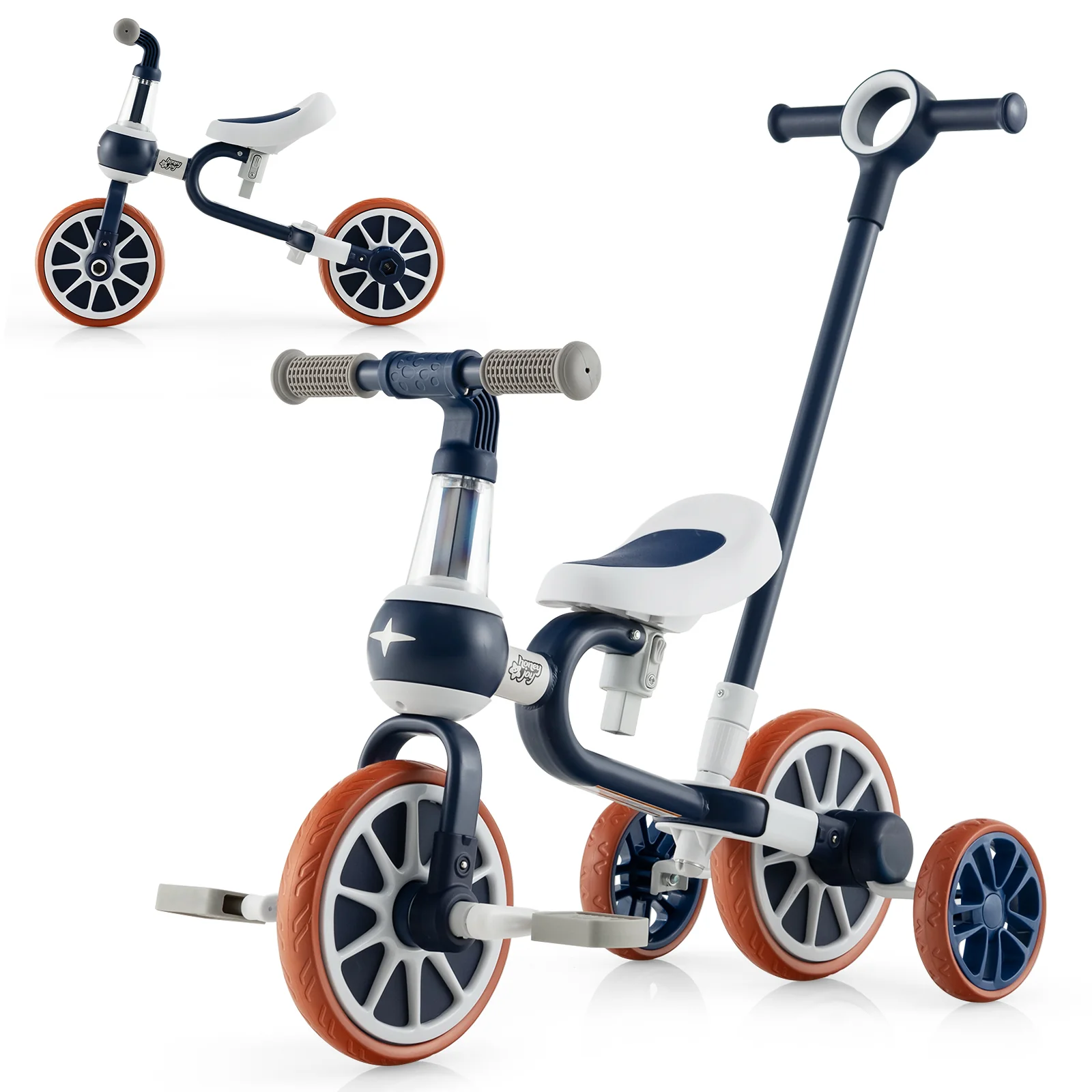 4-in-1 Kids Trike Bike with Adjustable Parent Push Handle and Seat Height - Image 2