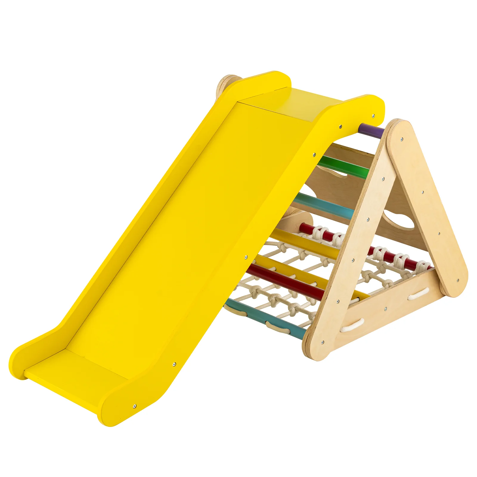 4 in 1 Triangle Climber Toy with Sliding Board and Climbing Net - Image 3