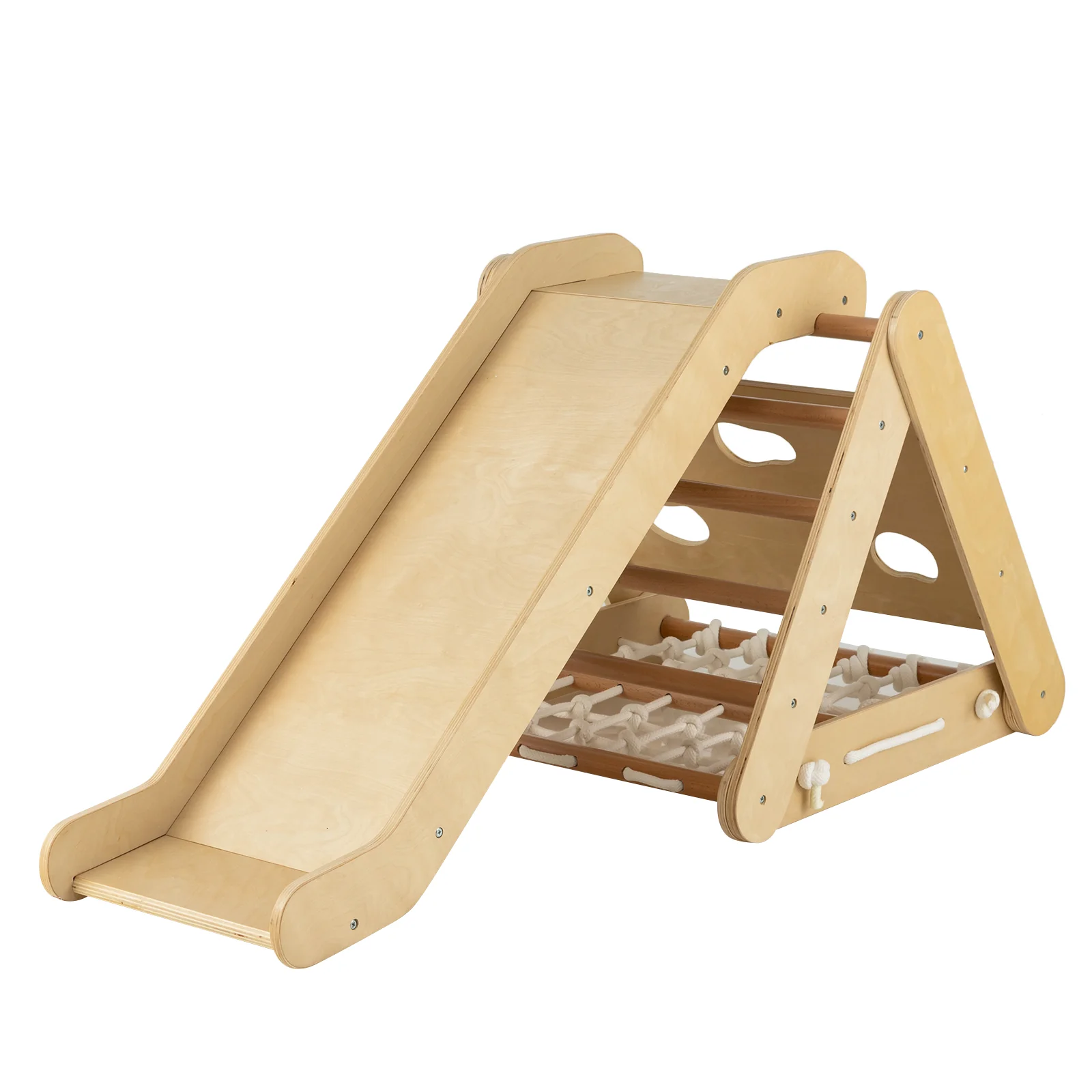 4 in 1 Triangle Climber Toy with Sliding Board and Climbing Net - Image 9