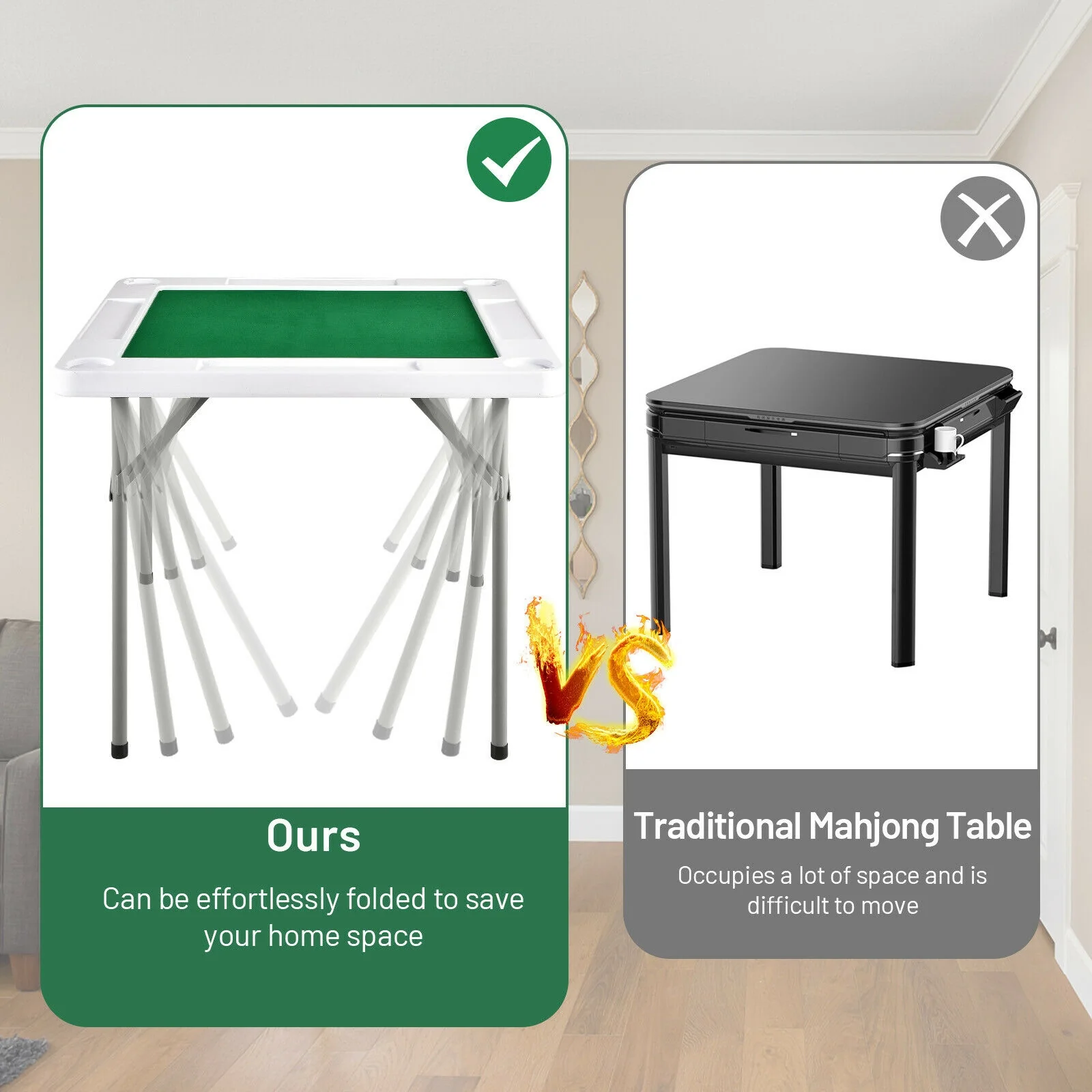 4-Player Mahjong Game Table with Iron Frame - Image 7