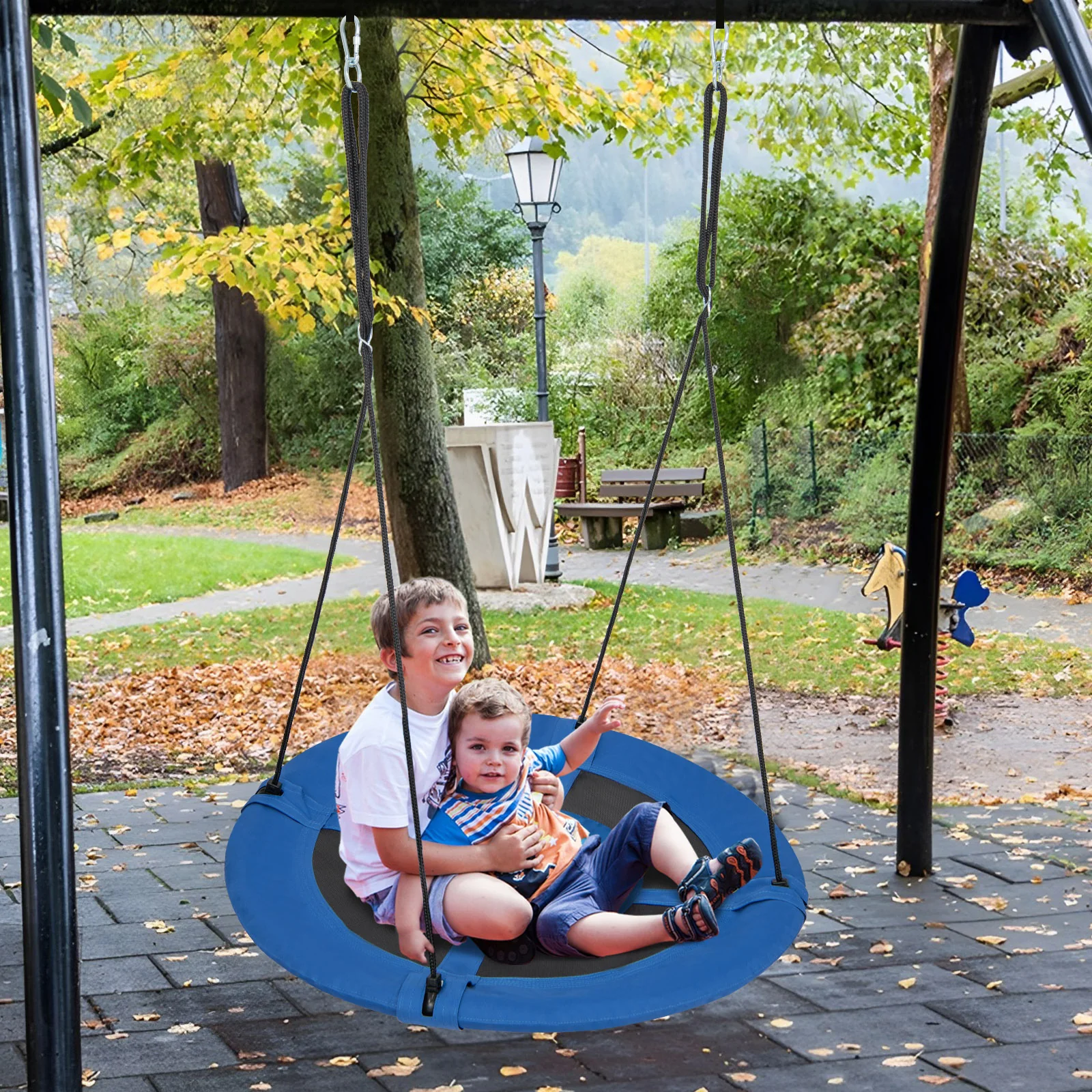 40 Inches Saucer Tree Swing with Adjustable Hanging Ropes and 900D Oxford Fabric - Image 10
