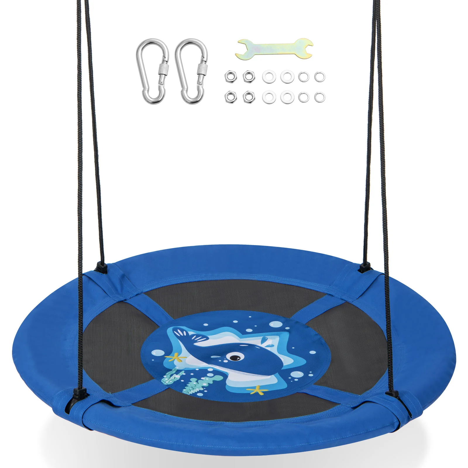 40 Inches Saucer Tree Swing with Adjustable Hanging Ropes and 900D Oxford Fabric - Image 11