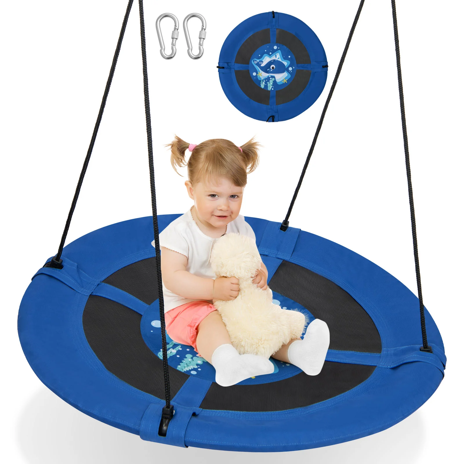 40 Inches Saucer Tree Swing with Adjustable Hanging Ropes and 900D Oxford Fabric - Image 12