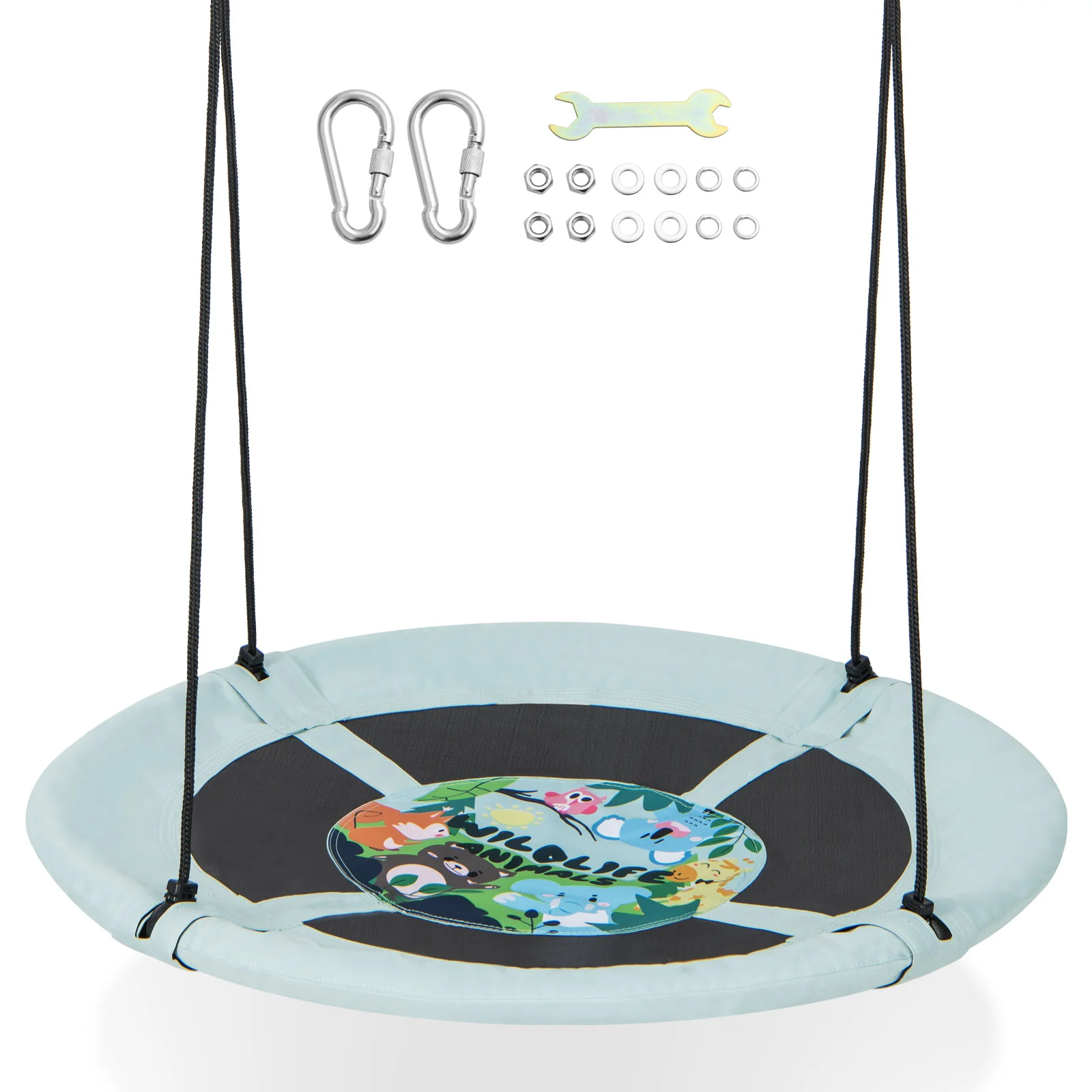 40 Inches Saucer Tree Swing with Adjustable Hanging Ropes and 900D Oxford Fabric - Image 19