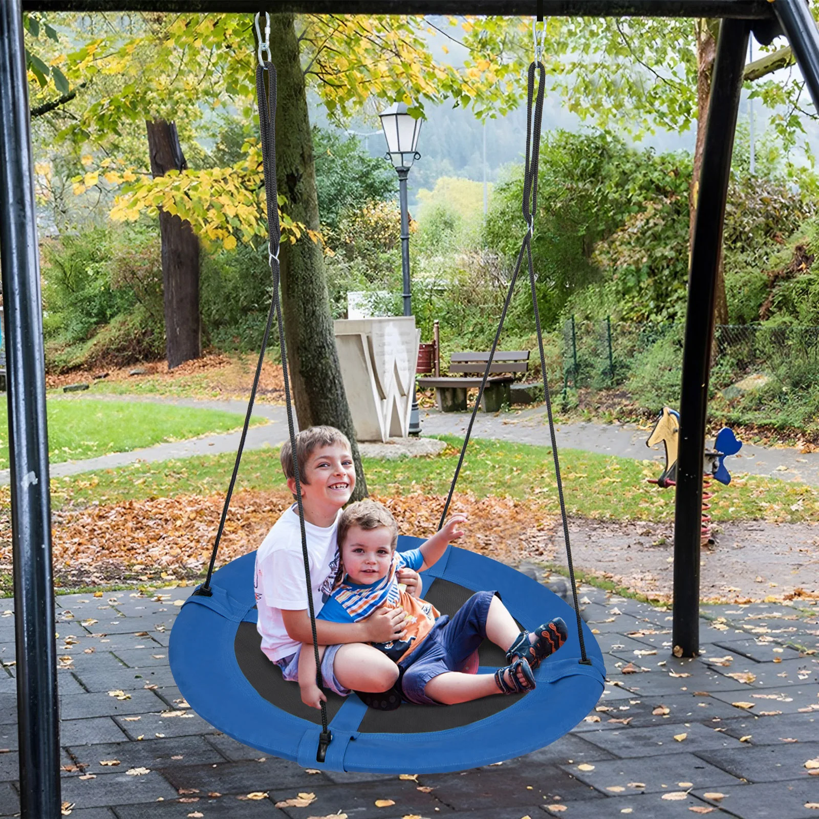 40 Inches Saucer Tree Swing with Adjustable Hanging Ropes and 900D Oxford Fabric - Image 2